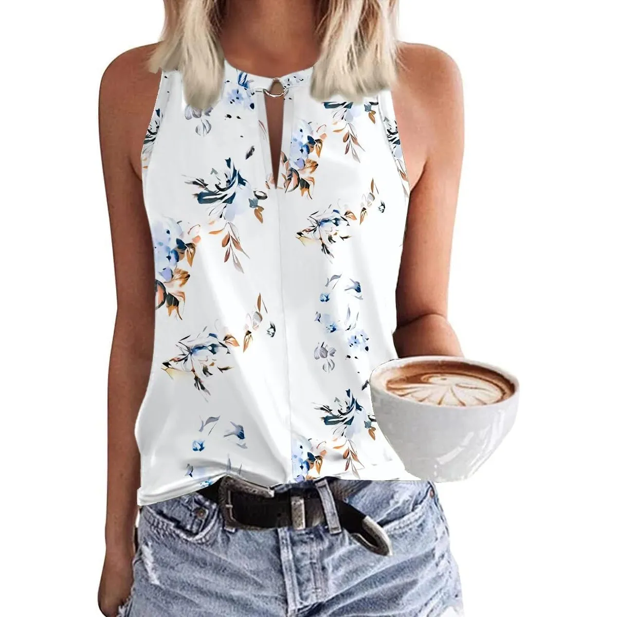 Tanmolo Tops Damen Tank Top Sommer Oberteile Neckholder | Ärmelloses Blusentop, V-Ausschnitt, Leichtes Sommer T-Shirt, …