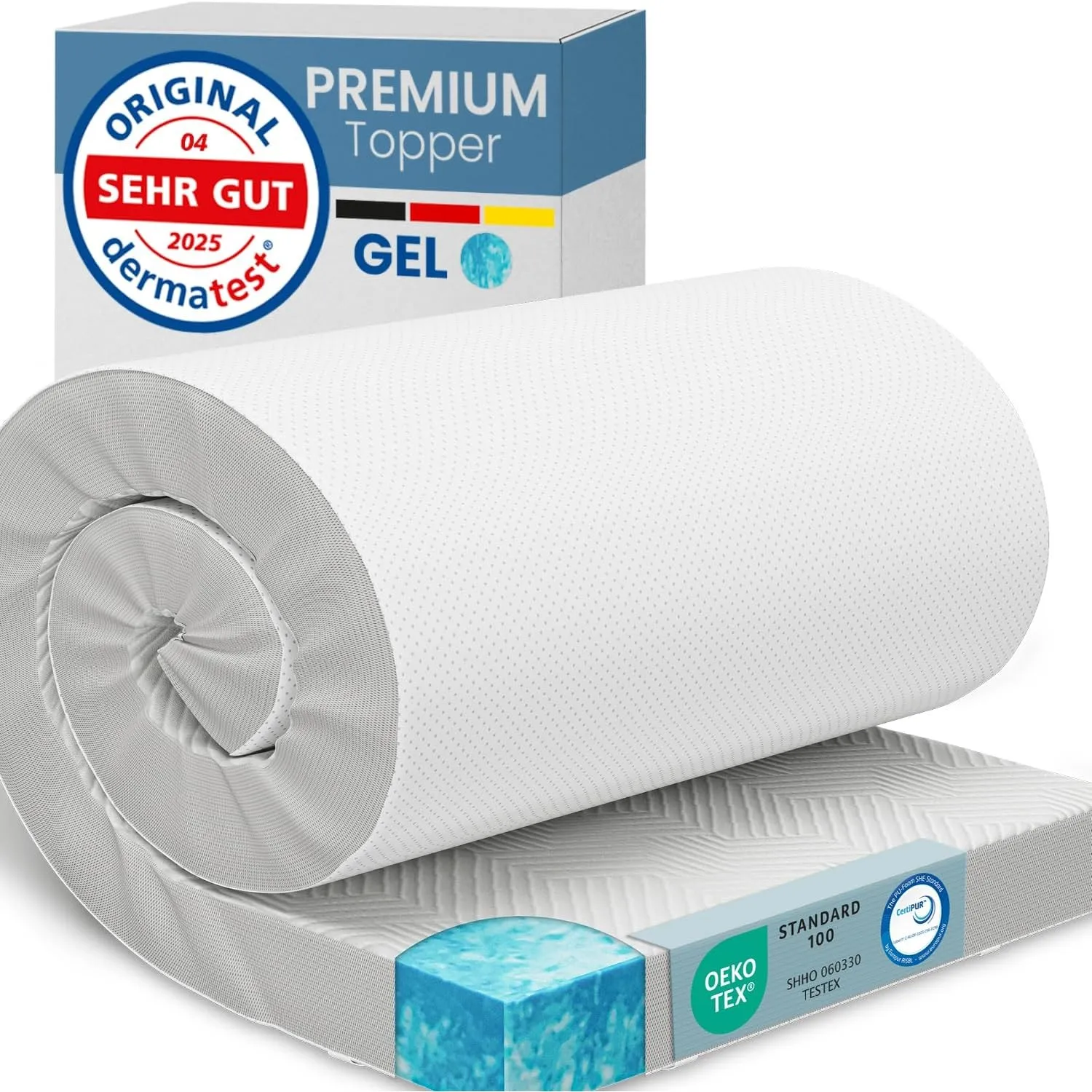 ELONEO Gel Topper 180x200cm, Matratzentopper aus 8 cm hohem Gel-Memory- Schaum, atmungsaktiver 3D-Netz Bezug, Bequeme M…