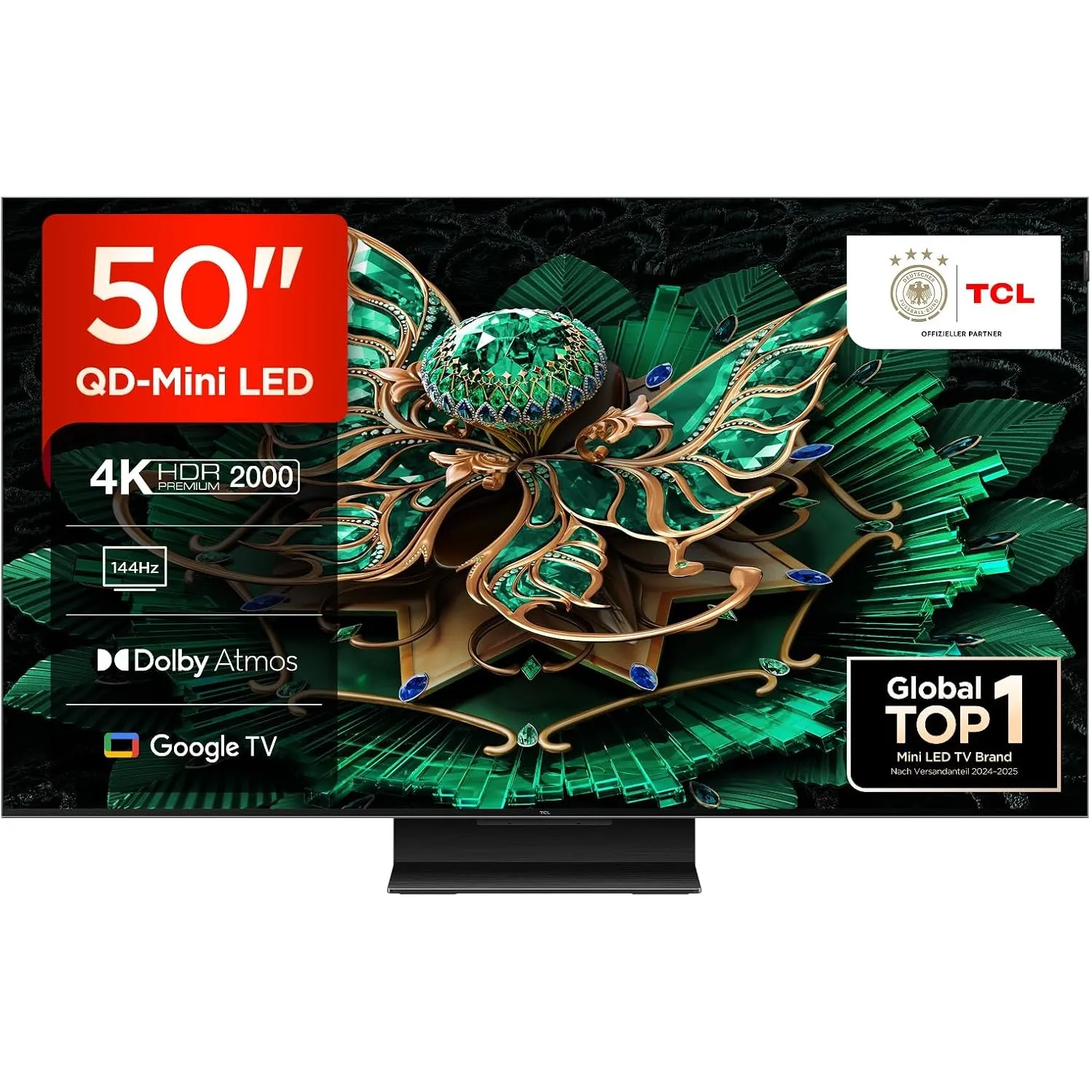 TCL 50C7K 50 Zoll QD-Mini LED Fernseher, 4K HDR Premium 2000, Smart Google TV mit 144Hz Motion Clarity Pro (Dolby Visio…