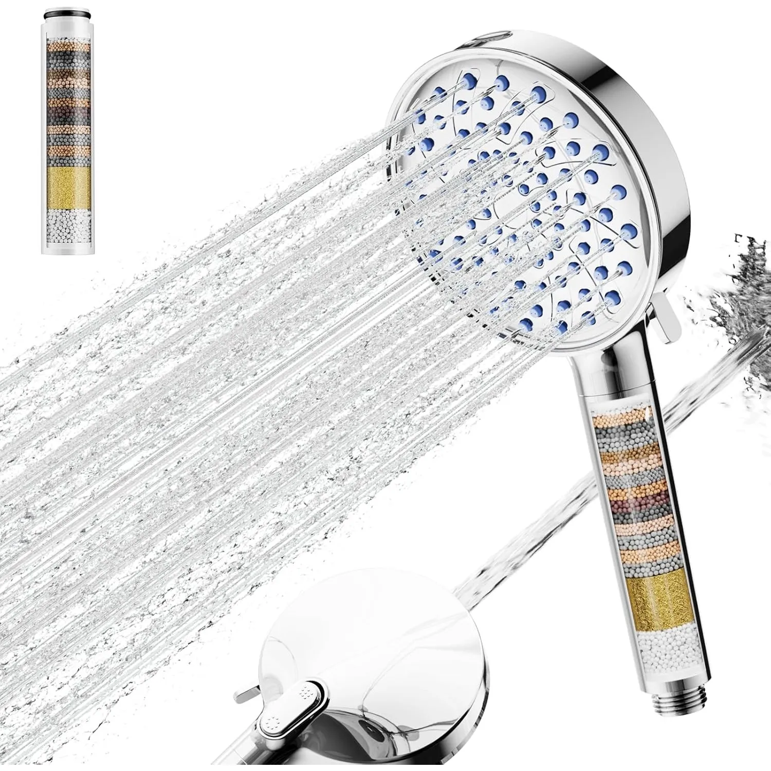 Cobbe Duschkopf mit Filter, Hochdruck Handbrause mit Filtration in 20 Schichten, 7 Strahlarten Sparduschkopf, entfernt …