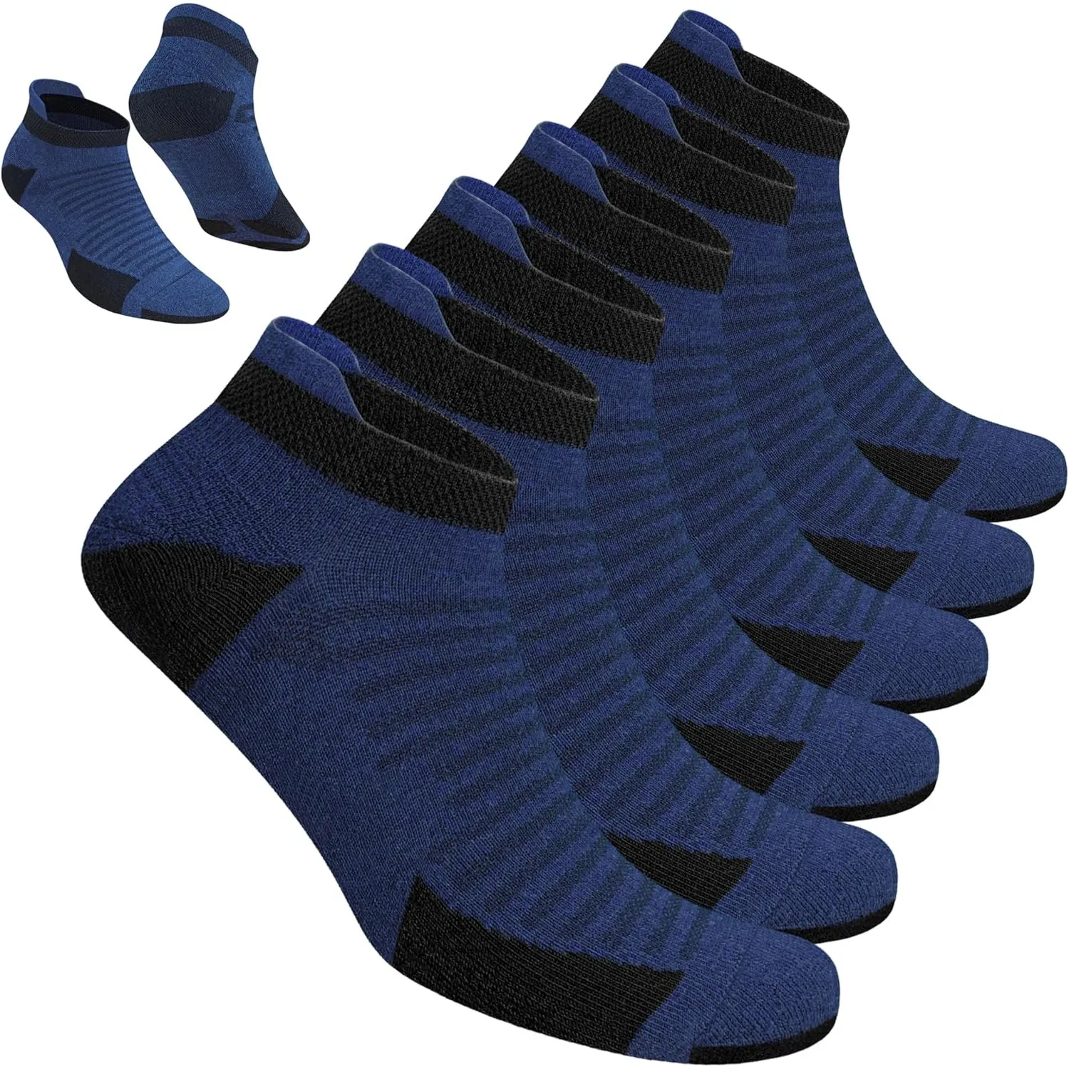 BLITZSOX Herren Sportsocken Laufen Gepolstert Atmungsaktiv Baumwolle, 6er-Pack