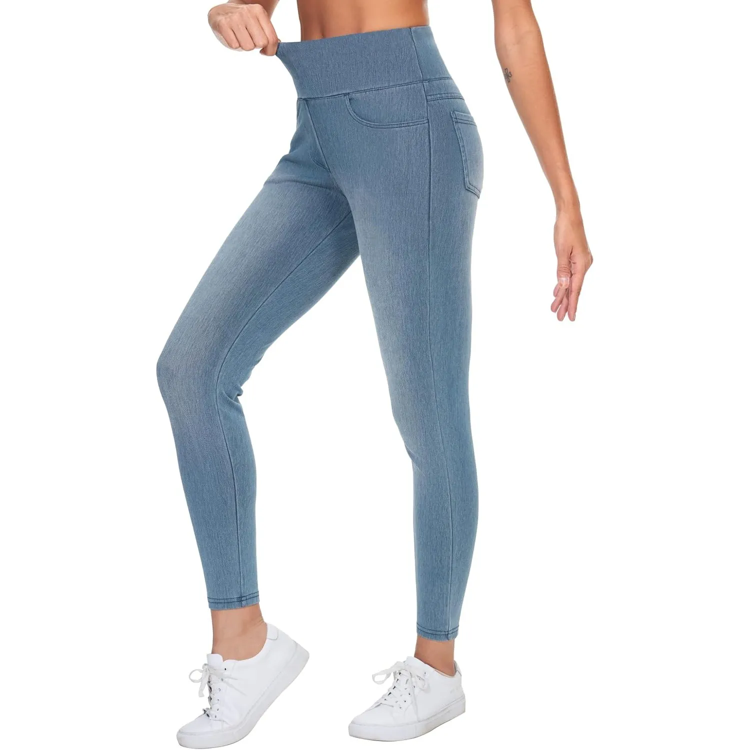 THE GYM PEOPLE Damen Jeggings Stretch High Waist Skinny Jeans mit Taschen