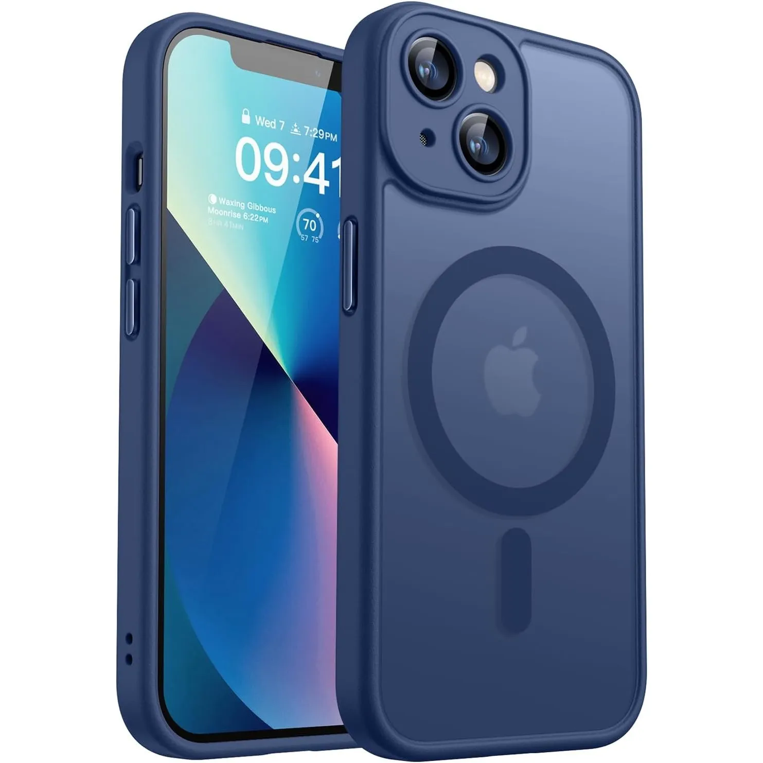 CANSHN für iPhone 13 Mini Hülle mit Kameraschutz, Dunkelblau