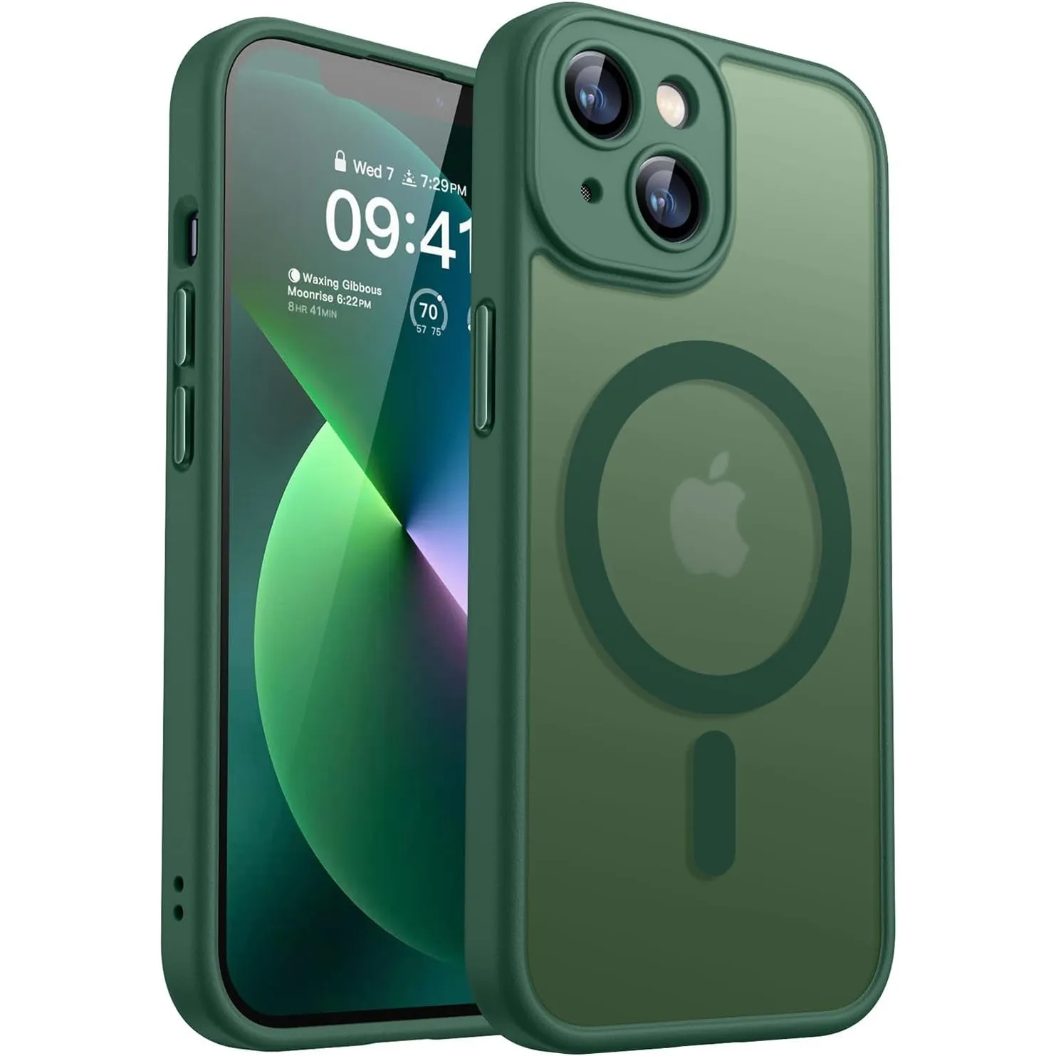 CANSHN für iPhone 13 Mini Hülle mit Kameraschutz, Dunkelgrün
