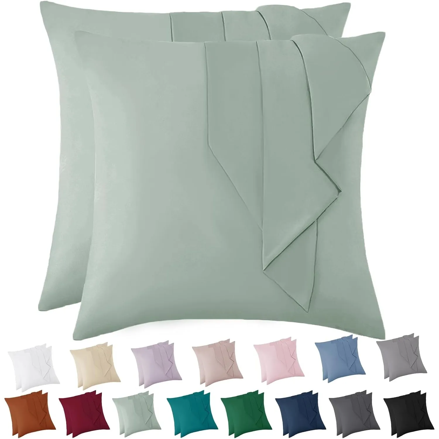 Vielit Kissenbezug 80x80 Sage Grün Weich Deko Kopfkissenbezug 80x80 2er Set Mikrofaser Öko-Zertifikat Resistent Hypoall…
