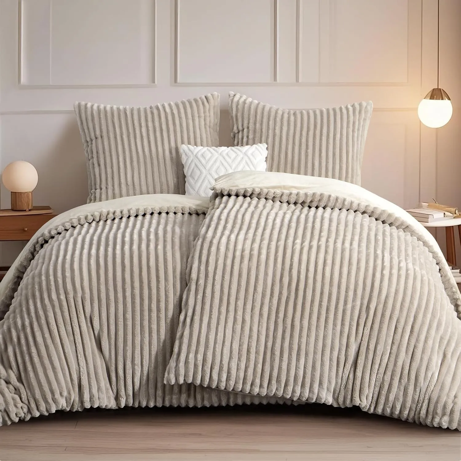 RUIKASI Winter Flanell Bettwäsche 135 x 200 4teilig Beige, Plüsch und Warm