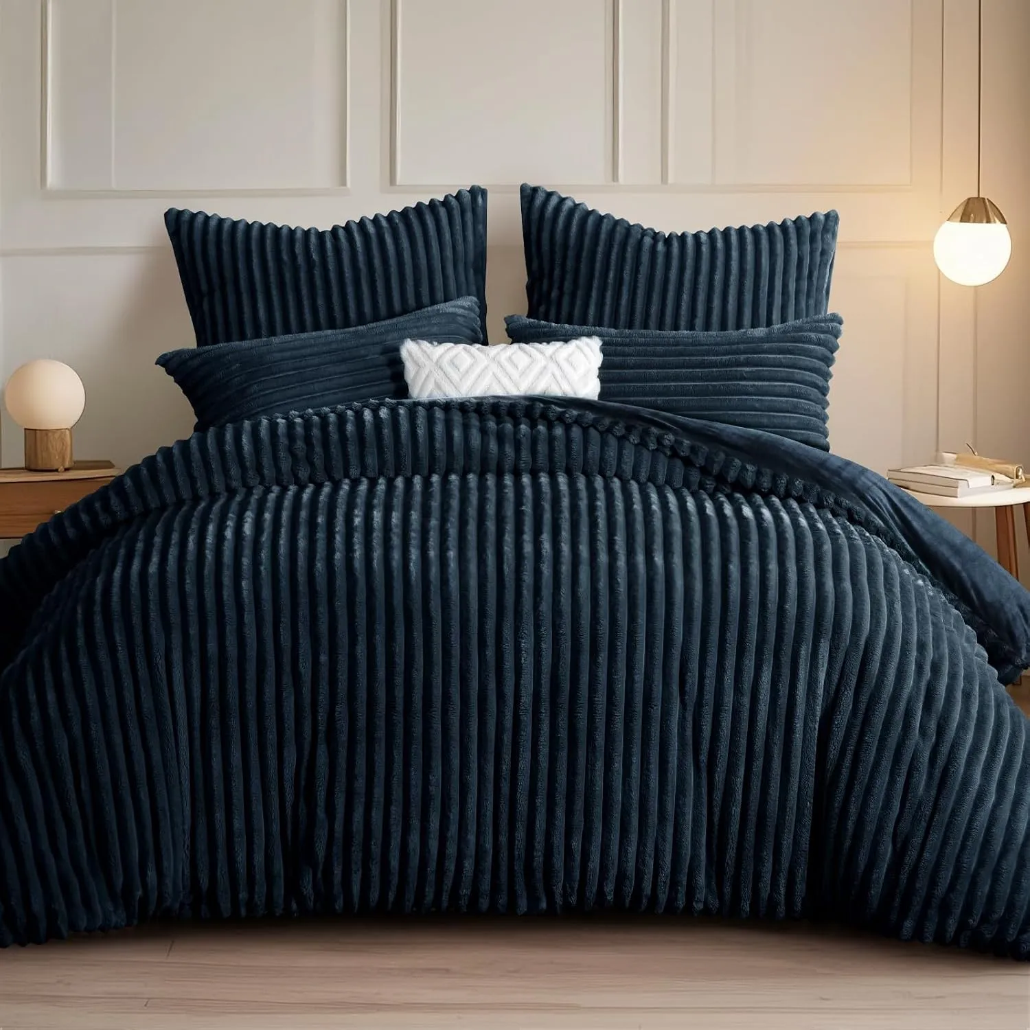 RUIKASI Winter Flanell Bettwäsche 200 x 200 Blau 3teilig, Plüsch und Warm