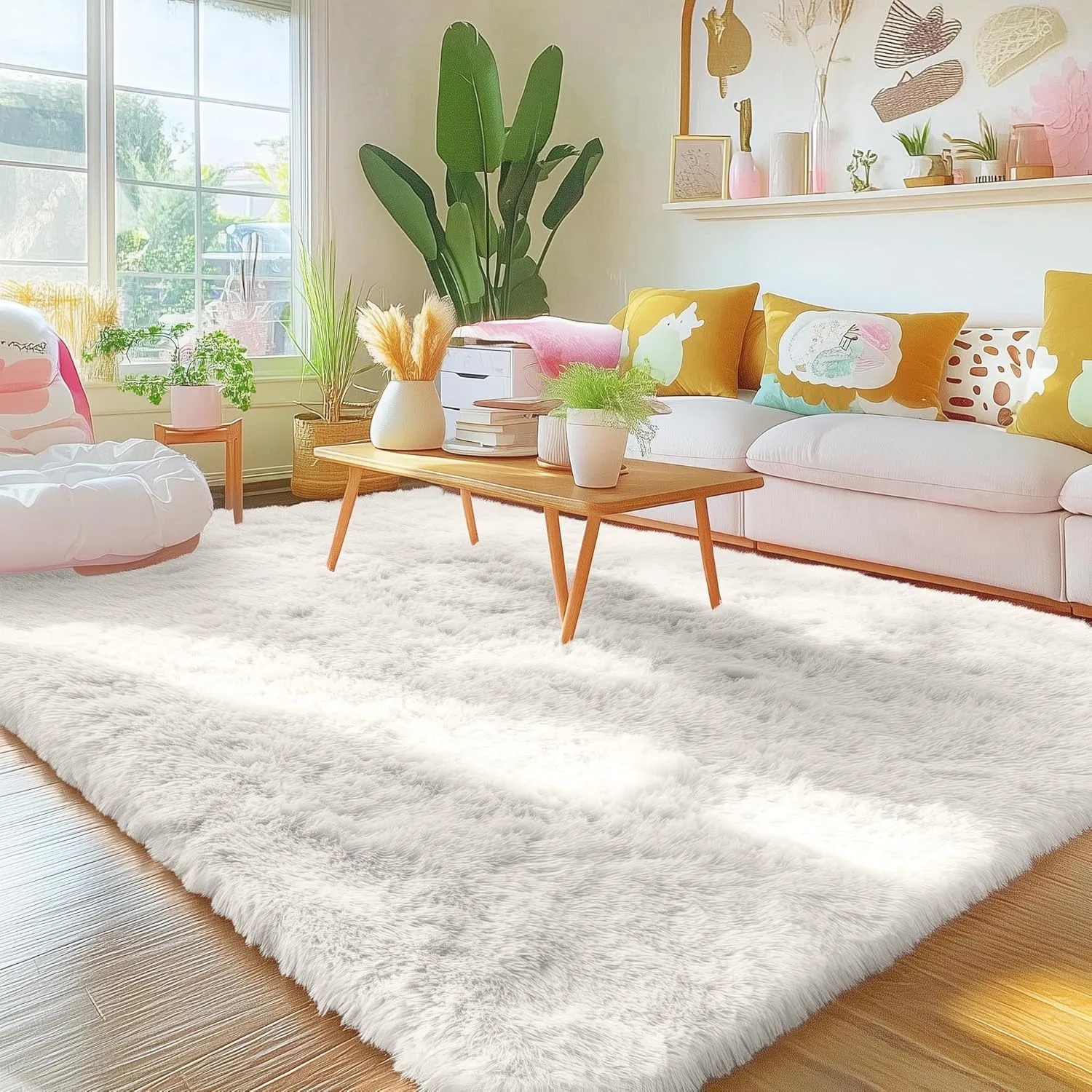 Homaxy Hochflor Flauschig Teppich Anti-Rutsch Unterseite Waschbar Groß Teppiche fürs Wohnzimmer, Kinderzimmer, Schlafzi…