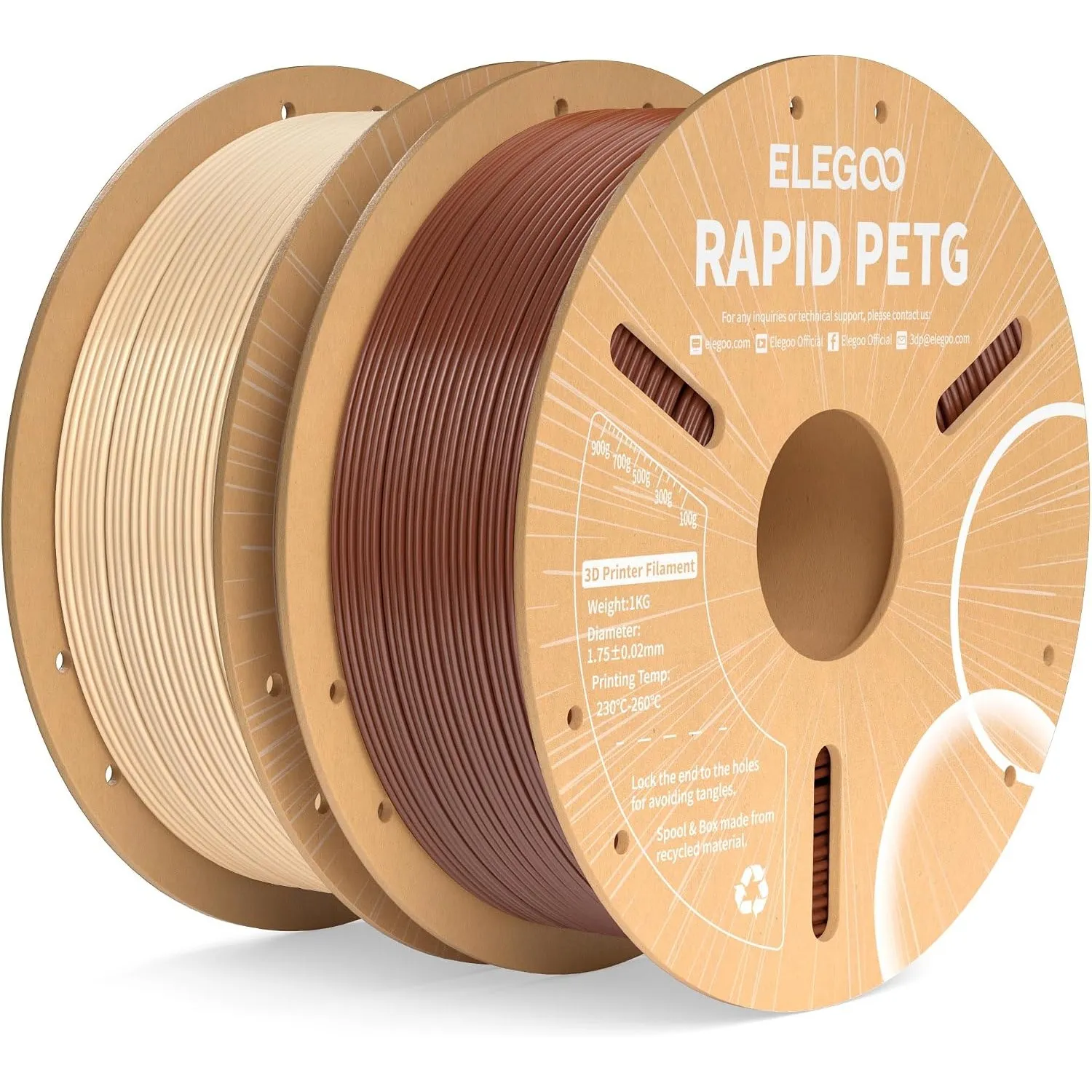 ELEGOO Rapid PETG Filament 1.75mm Beige & Braun 2KG