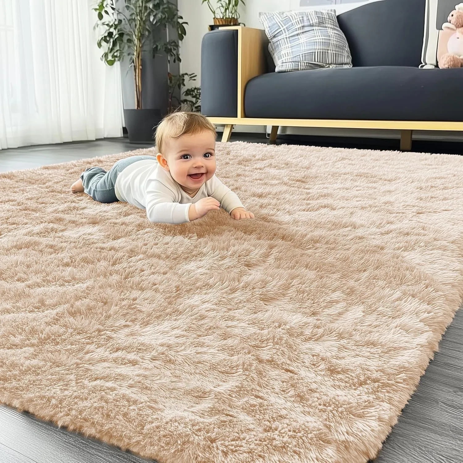Homaxy Hochflor Flauschig Teppich Anti-Rutsch Unterseite Waschbar Teppiche Läufer fürs Flur，Küche, Wohnzimmer, Schlafzi…