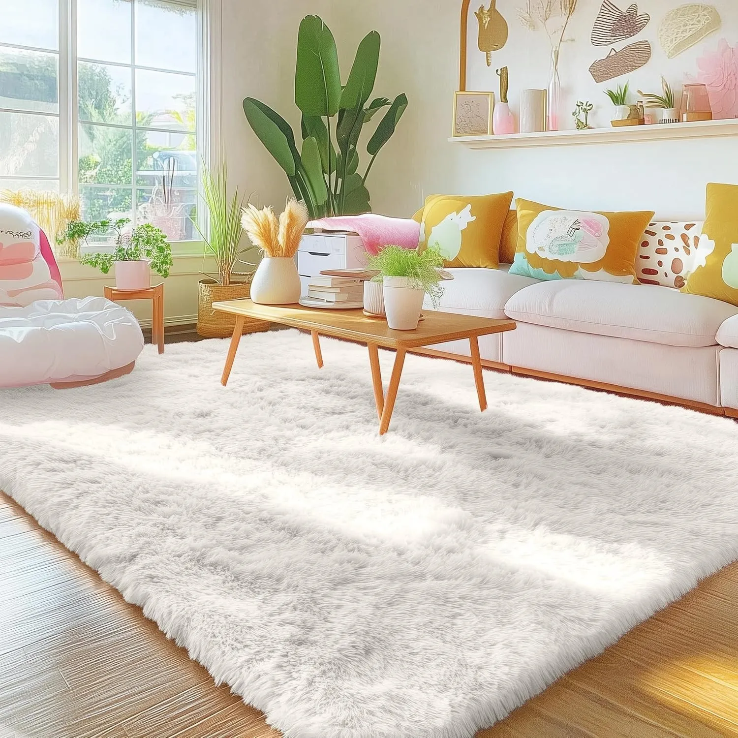 Homaxy Hochflor Flauschig Teppich Anti-Rutsch Unterseite Waschbar Teppiche fürs Wohnzimmer, Kinderzimmer, Schlafzimmer …