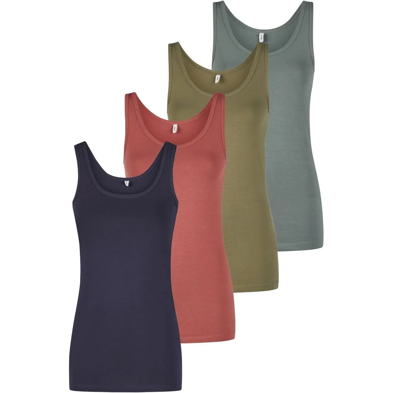 ONLY Tank Top Damen Baumwolle Stretch Slim Fit Onllive LUV 4er Pack Set