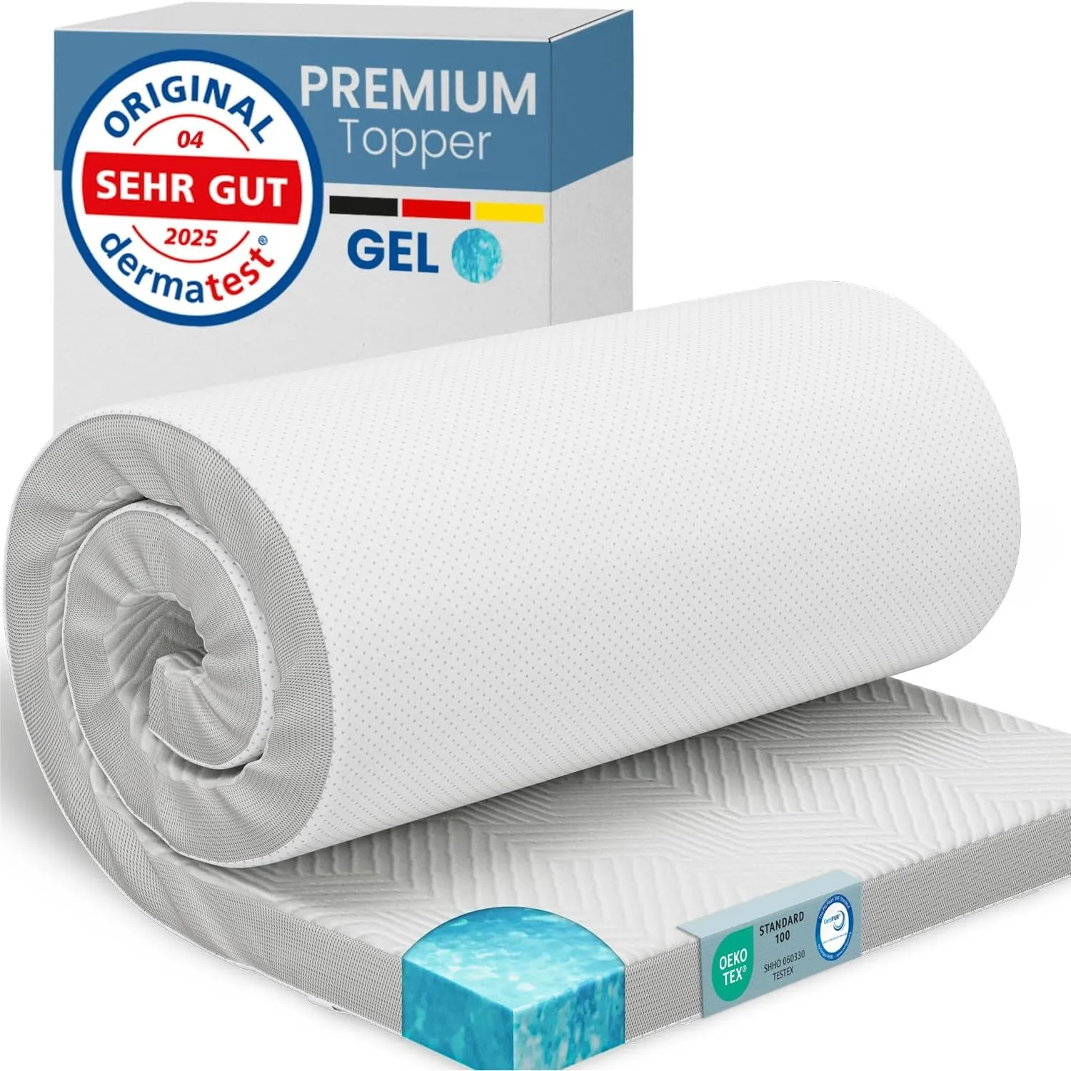 ELONEO Gel Topper 120x200cm, Matratzentopper aus 5 cm hohem Gel-Memory- Schaum, atmungsaktiver 3D-Netz Bezug, Bequeme M…