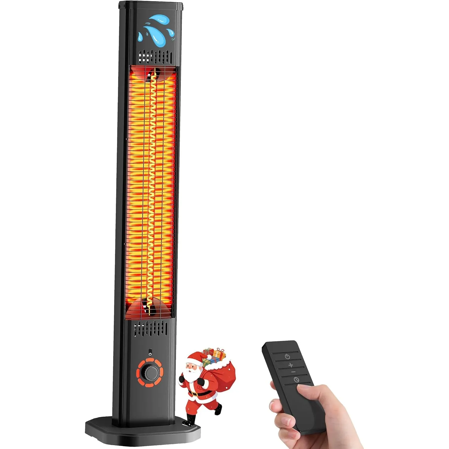 Heizstrahler Terrasse 2000W, Infrarot Standheizstrahler Outdoor mit 8 Heizstufen, 8H Timer, 1s Heizung Kohlenstofffaser…