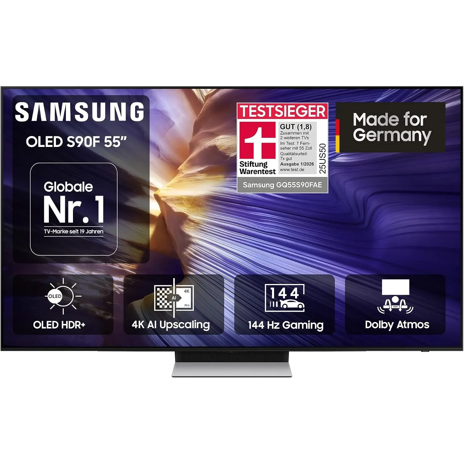 Samsung OLED 4K S90F 55 Zoll (138 cm), UHD Fernseher, Optimiert für Fussball und Gaming, NQ4 AI Gen3 Prozessor, OLED HD…