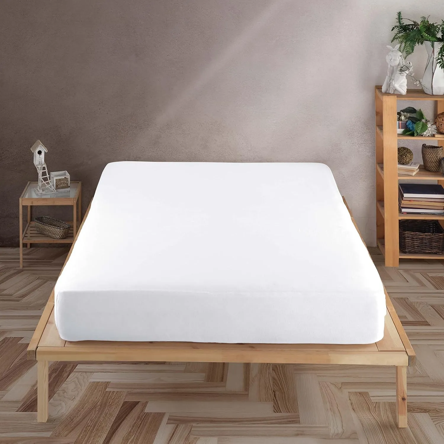 Vency Premium Jersey Spannbettlaken 90x200cm Weiß - Spannbetttuch 100% Baumwolle, Bettlaken 90x200 Bis 35 cm Matratzenh…