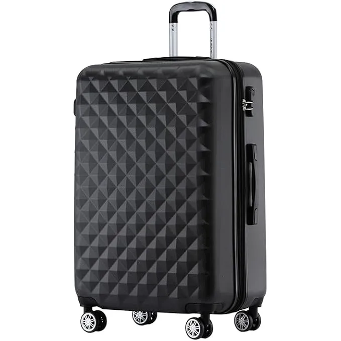 BEIBYE Zwillingsrollen 2066 Hartschale Trolley Koffer Reisekoffer Gepäck M-L-XL-Set (Schwarz, L)