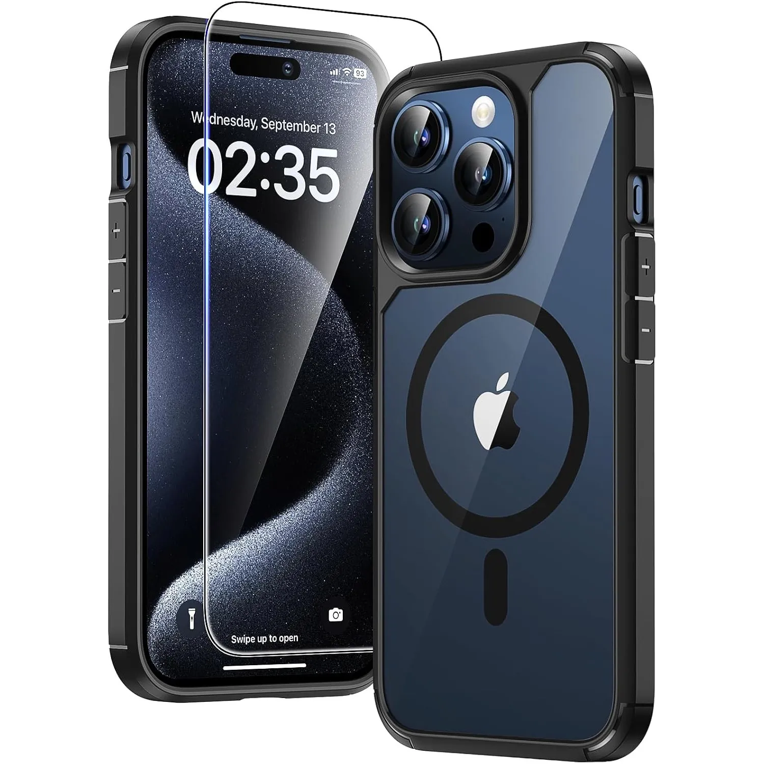 TAURI für iPhone 15 Pro Max Hülle 6,7" mit Schutzfolie - Schwarz