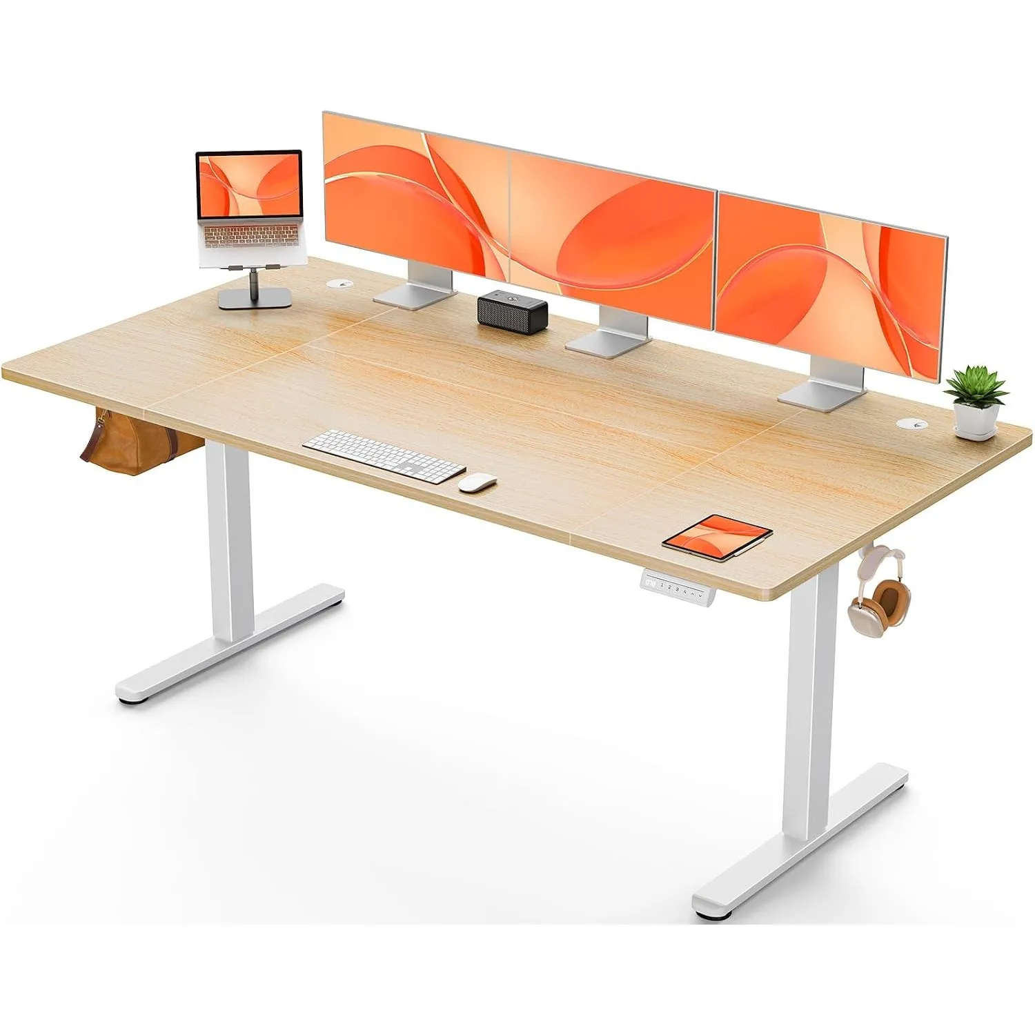 ErGear Höhenverstellbarer Schreibtisch 160x80cm 4-Speicher Geteilte Platte