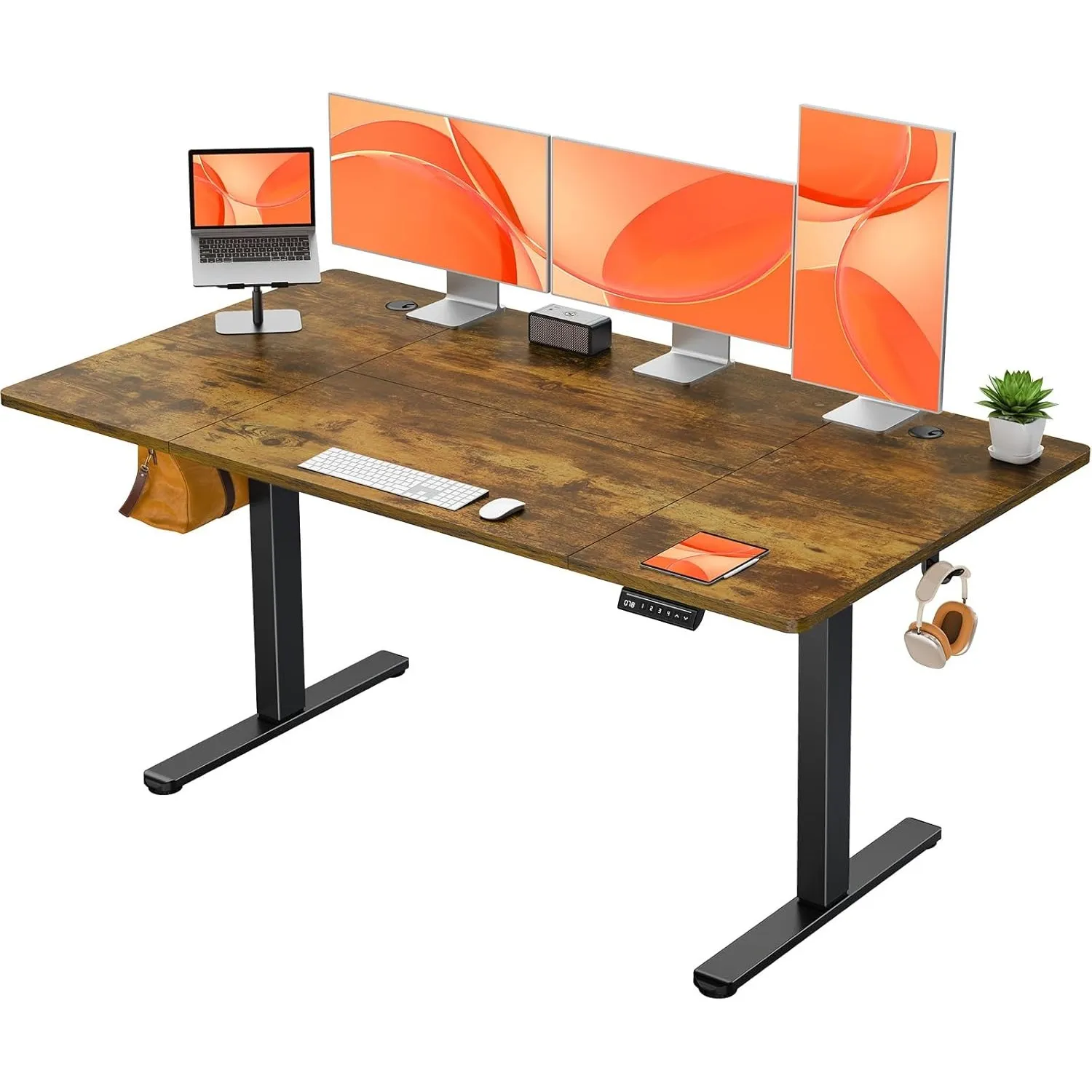 ErGear Höhenverstellbarer Schreibtisch 140x70cm 4-Speicher Geteilte Platte