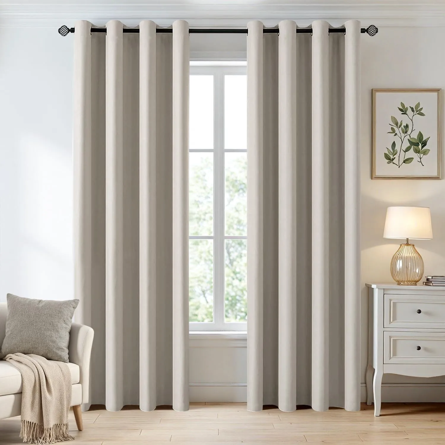 MIULEE Verdunklungsvorhänge Thermo Blickdicht Ösen 2er Set 140x245cm Greige | Blickdichter Thermostoff für Wohnzimmer u…