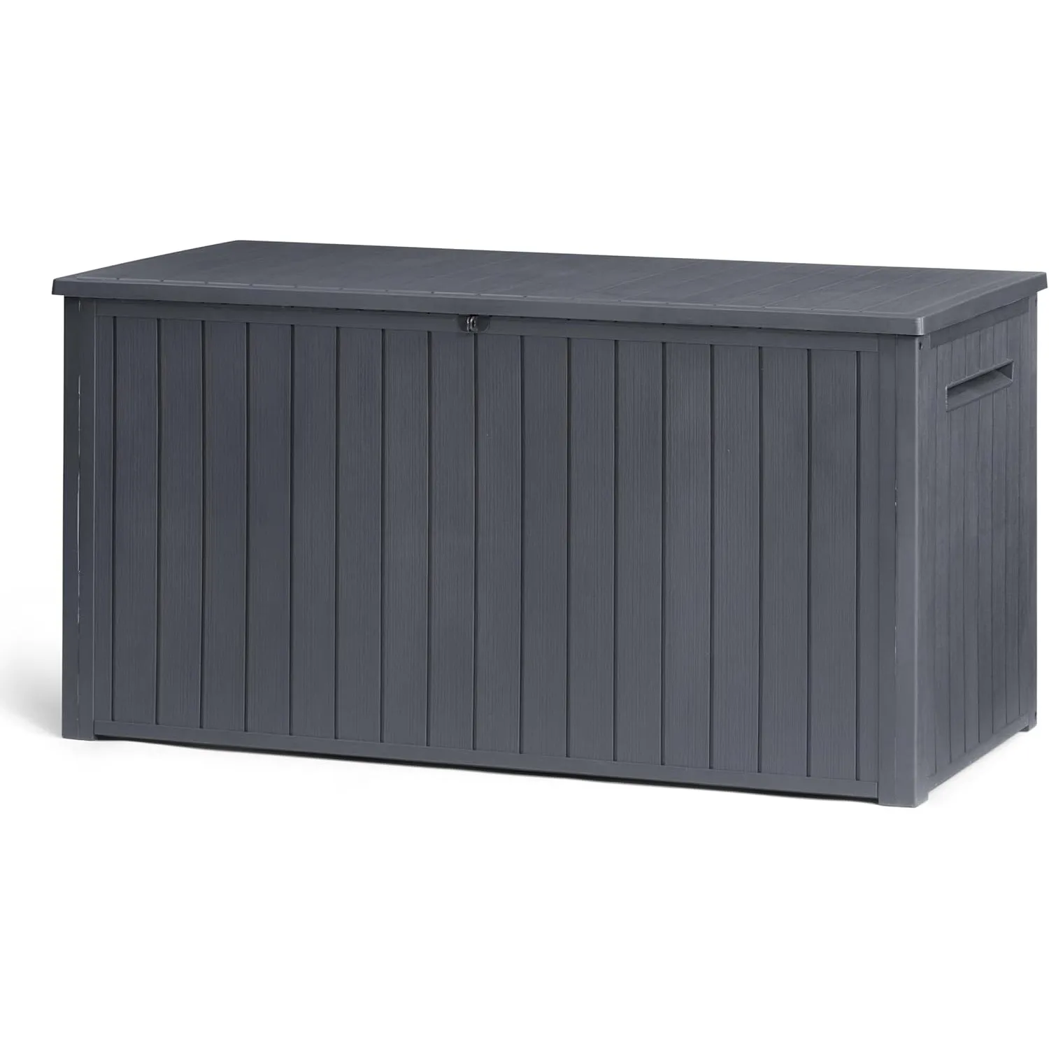 Keter Southwood Gartenbox 643L – Wetterfeste Auflagenbox mit Gasdruckfeder, abschließbar, Kunststoff in Holzoptik, grau…