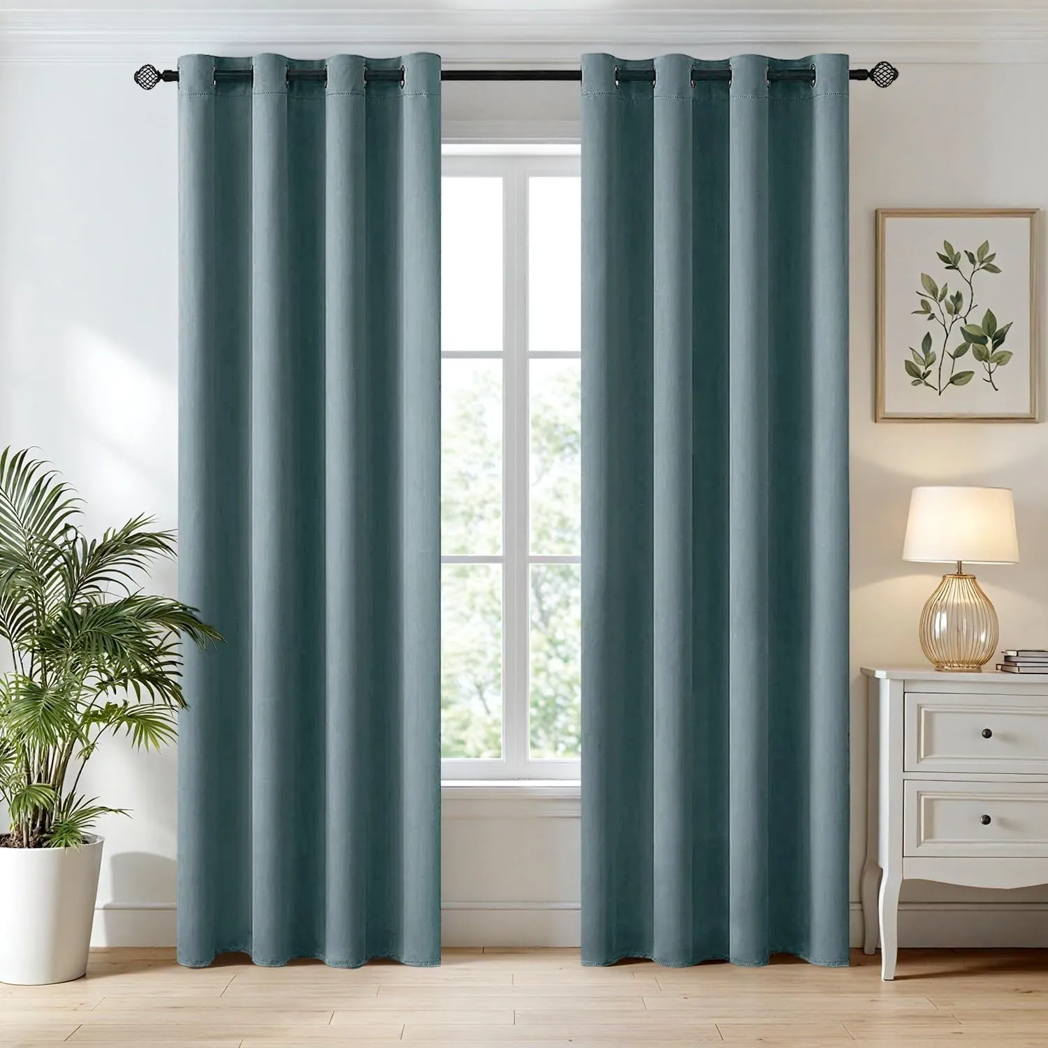 MIULEE Verdunklungsvorhänge Thermo Blickdicht Ösen 2er Set 140x245cm Blau