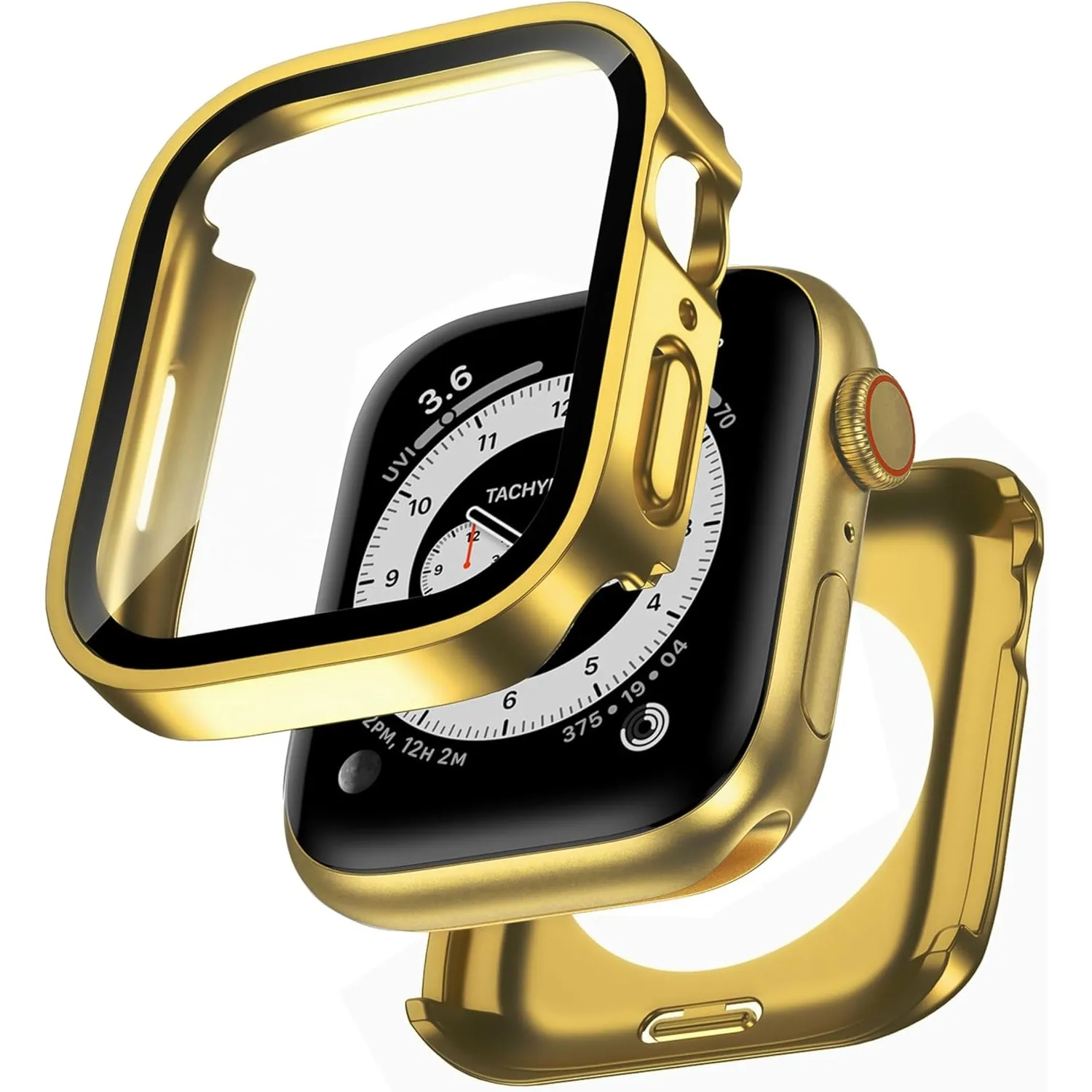 2 in 1 Wasserdichtes Hülle für Apple Watch Series 9/8/7 41mm mit Eingebaut Kratzfest Gehärtetes Glas Schutzfolie, HD Ho…