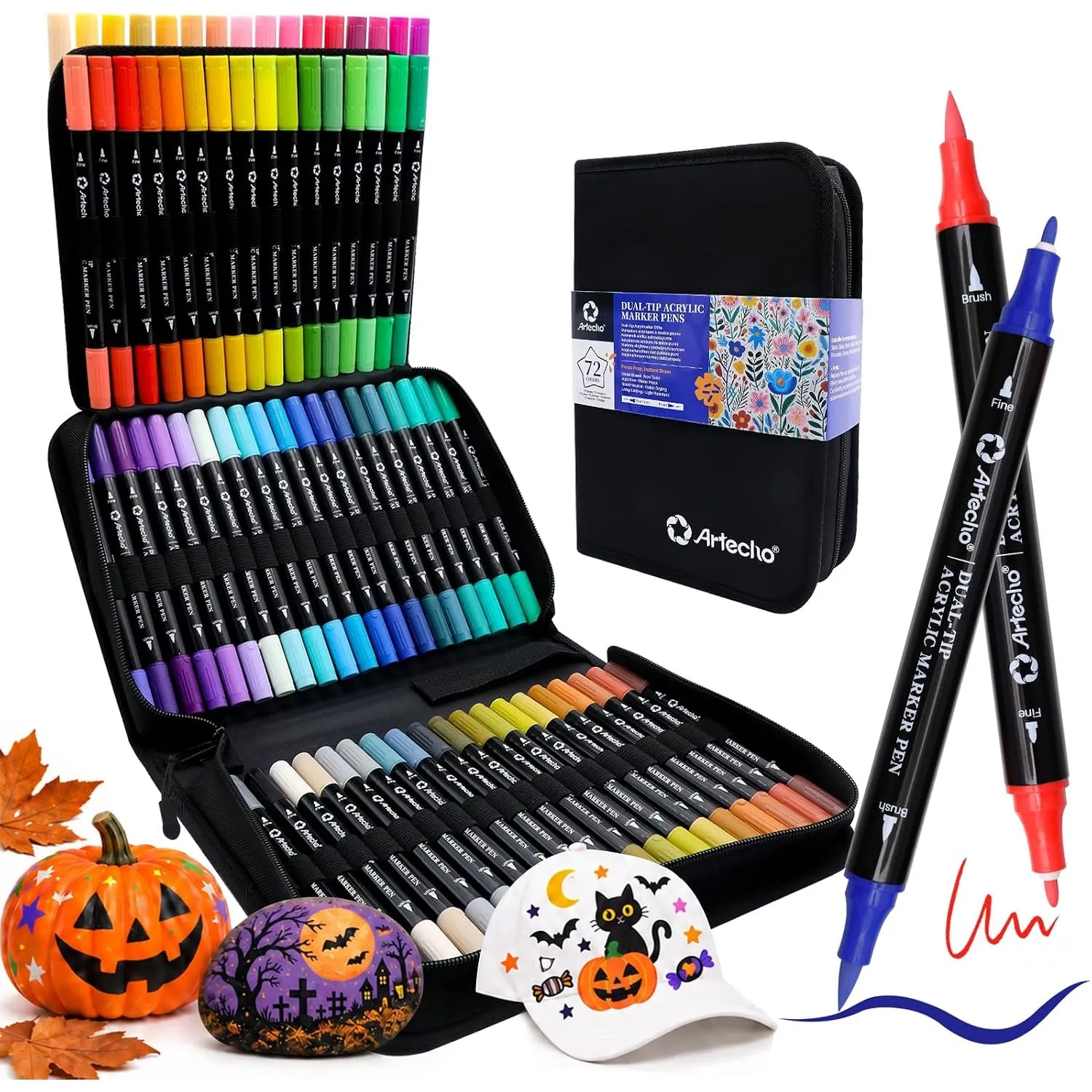 Artecho Acrylstifte 72 Farben mit Stoffbeutel