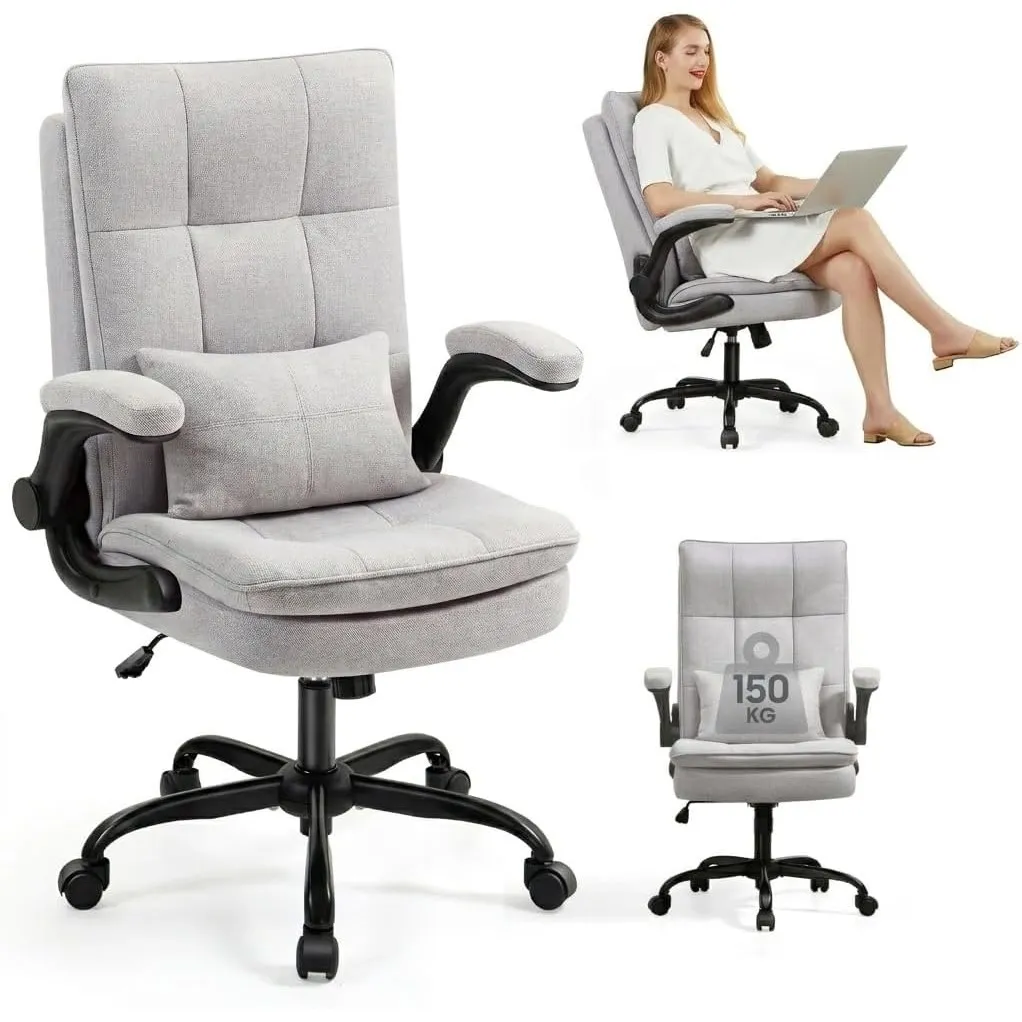 Bürostuhl Ergonomisch Schreibtischstuhl mit Hochklappbare Armlehne | Lordosenstütze, Bürostuhl 150kg, Hochklappbaren Ar…