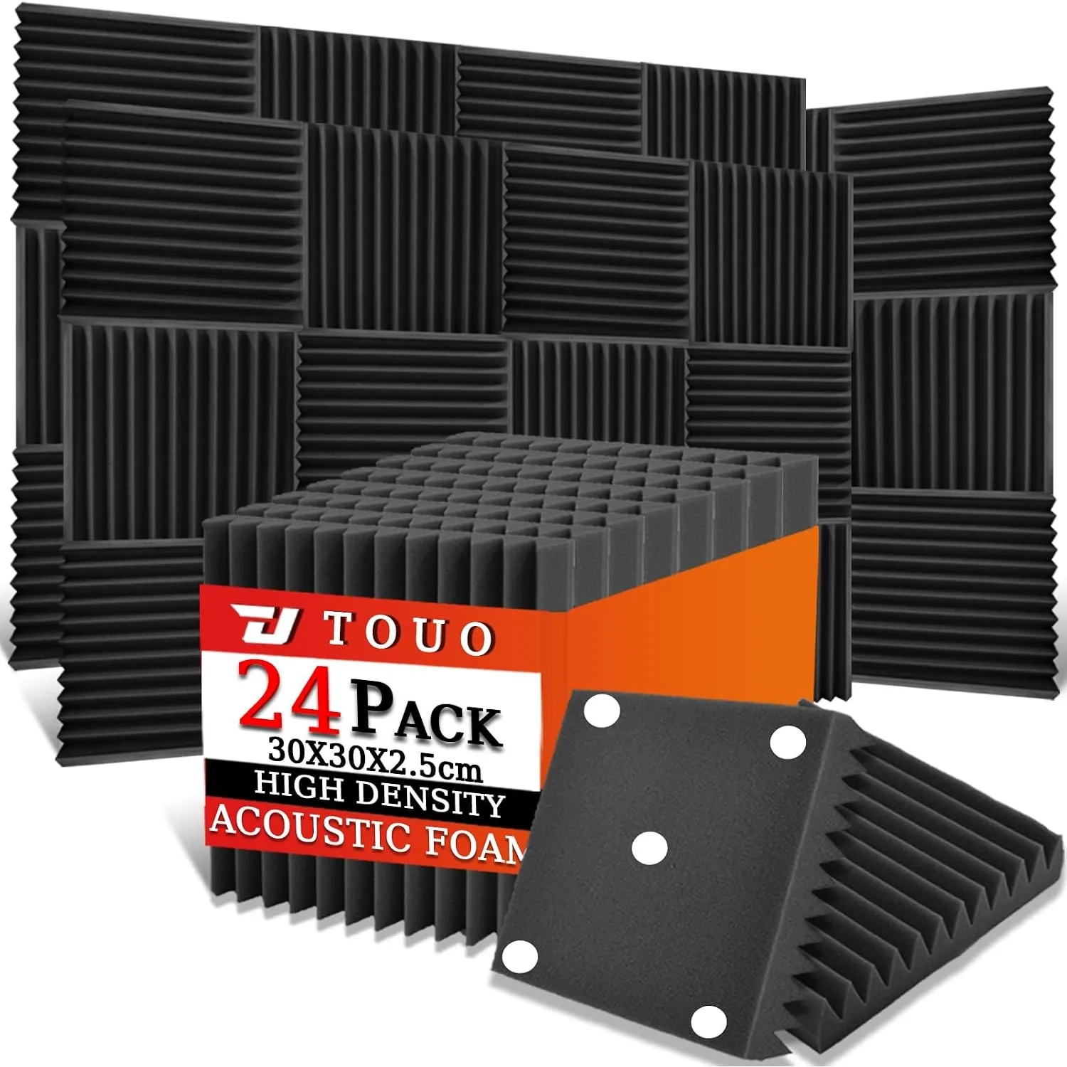 Akustikplatten, schalldichte Schaumstoffplatten für die Wand, 30,5 x 30,5 x 2,5 cm, schwer entflammbarer Keil-Akustiksc…