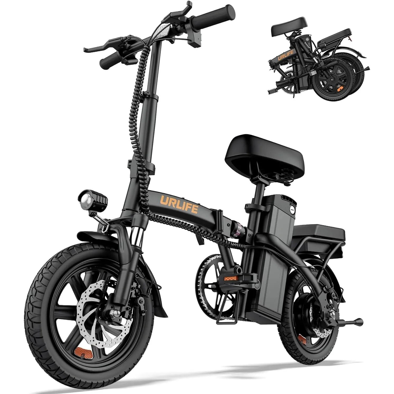 URLIFE E-Bike Klapprad 14", 48V 7.5Ah Austauschbarem Akku für Lange Reichweite bis 60KM, Elektrofahrrad 250W Motor, 3 F…