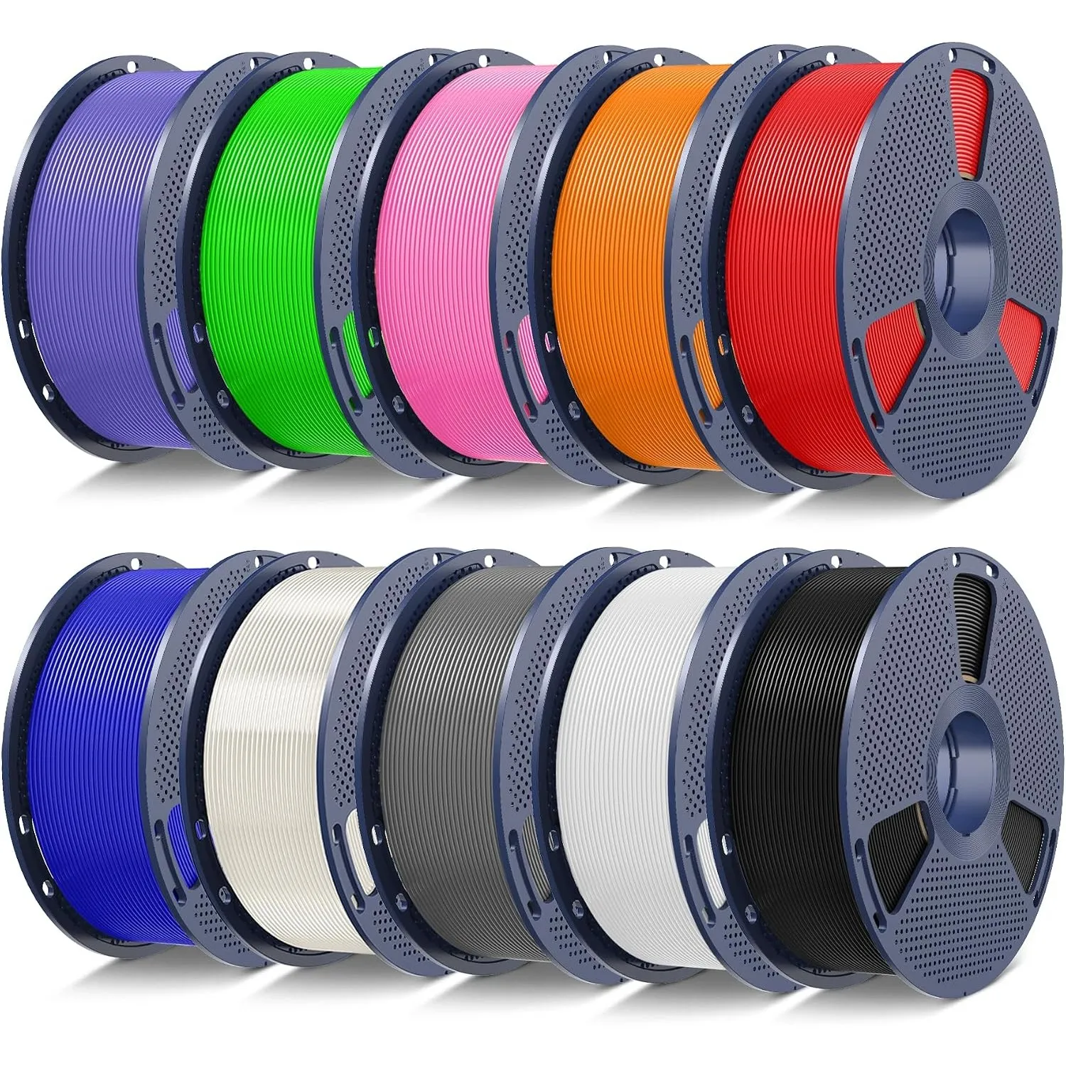 SUNLU 10KG PLA Filament 1.75mm, 3D Drucker Filament PLA, Maßgenauigkeit +/- 0,02mm, 1KG Spule Schwarz+Weiß+Grau+Rot+Bla…