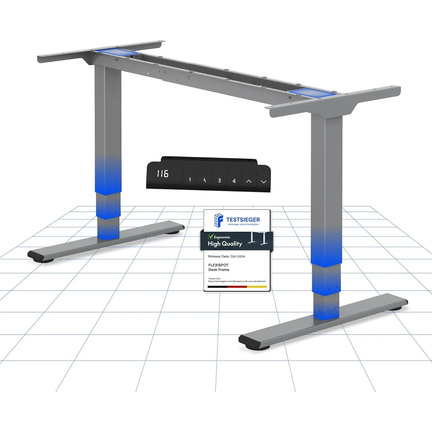 FLEXISPOT Elektrisch Höhenverstellbares Schreibtischgestell mit Dual-Motor & 3-stufigen Säulen, Sitz-Steh-Tisch Rahmen …
