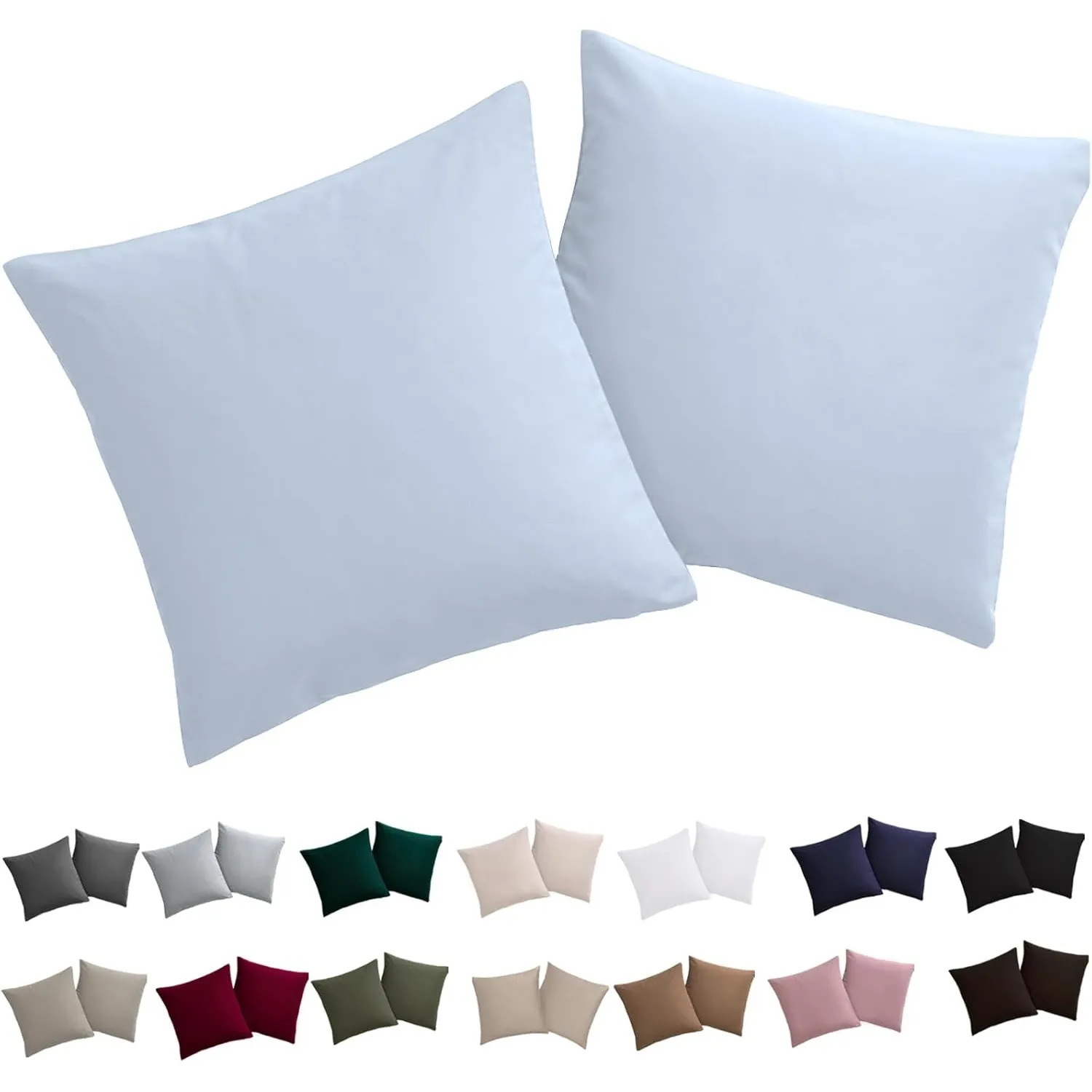 Soifox Kissenbezug 80x80 2er Set - Kopfkissenbezug 80 x 80 Himmelblau 100% Mikrofaser bügelfrei & knitterfrei mit Reißv…