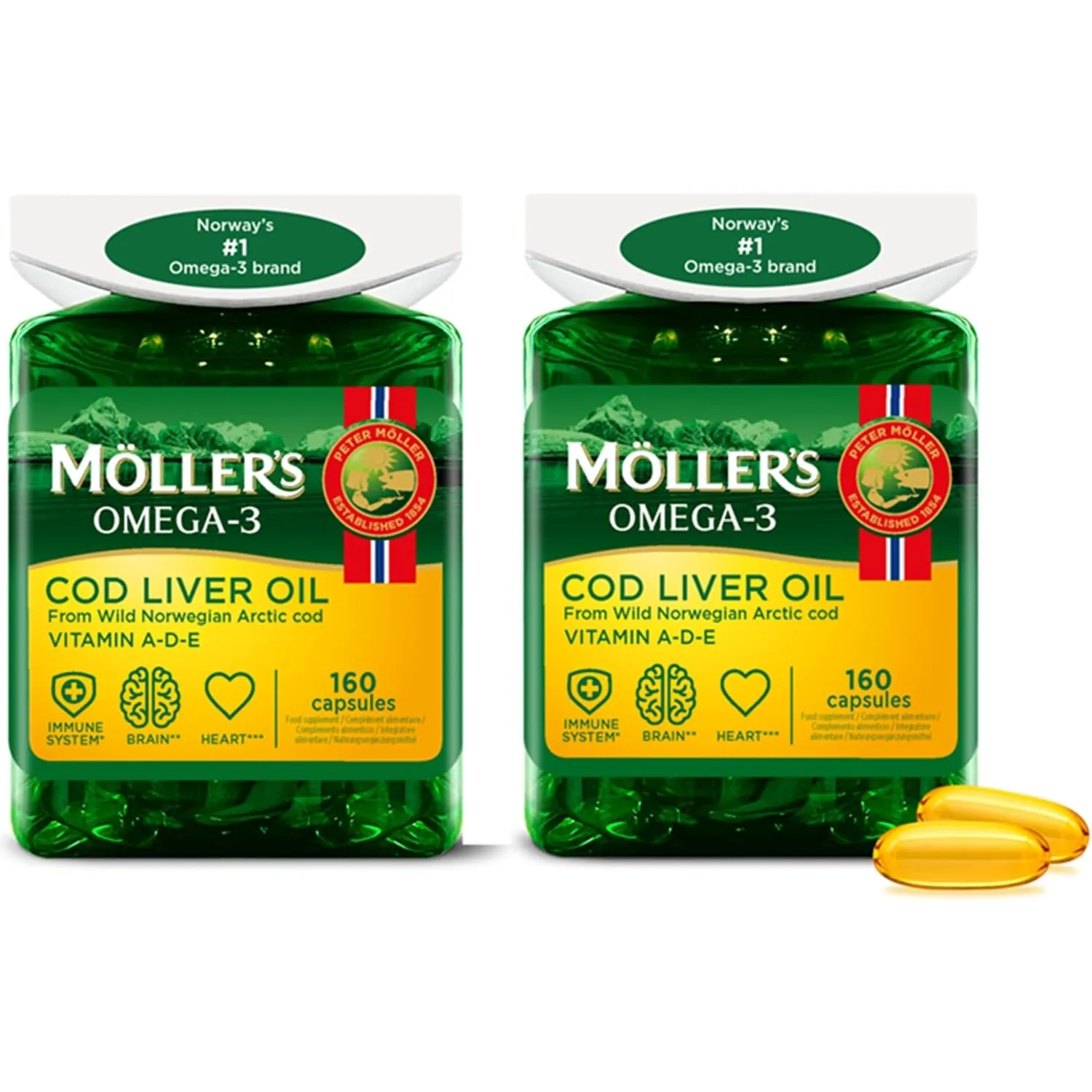 Moller’s ® | Lebertran Kapseln | Omega-3-Fettsäuren DHA & EPA, Enthält Vitamin A, D & E, Unterstützt Immunsystem, Herzf…