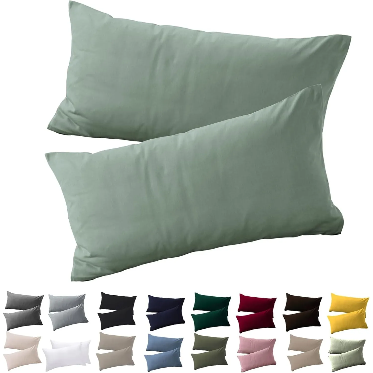 Soifox Kissenbezug 40x70 2er Set - Grün kopfkissenbezug Für Kissen 40 x 70 cm 100% Mikrofaser Resistent und Hypoallerge…