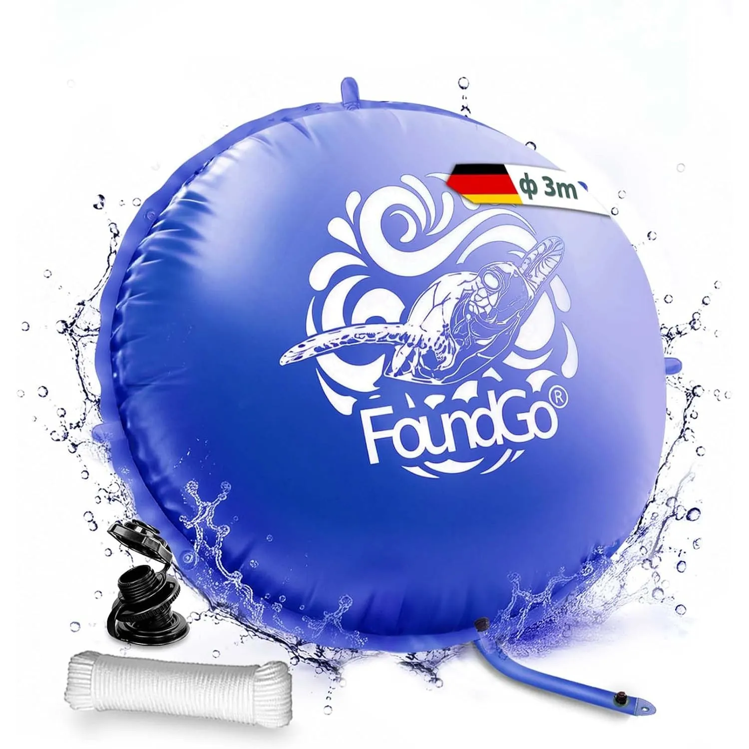 FoundGo Ø 3m Rund Poolkissen Winter - XXL Luftkissen Pool Kissen
