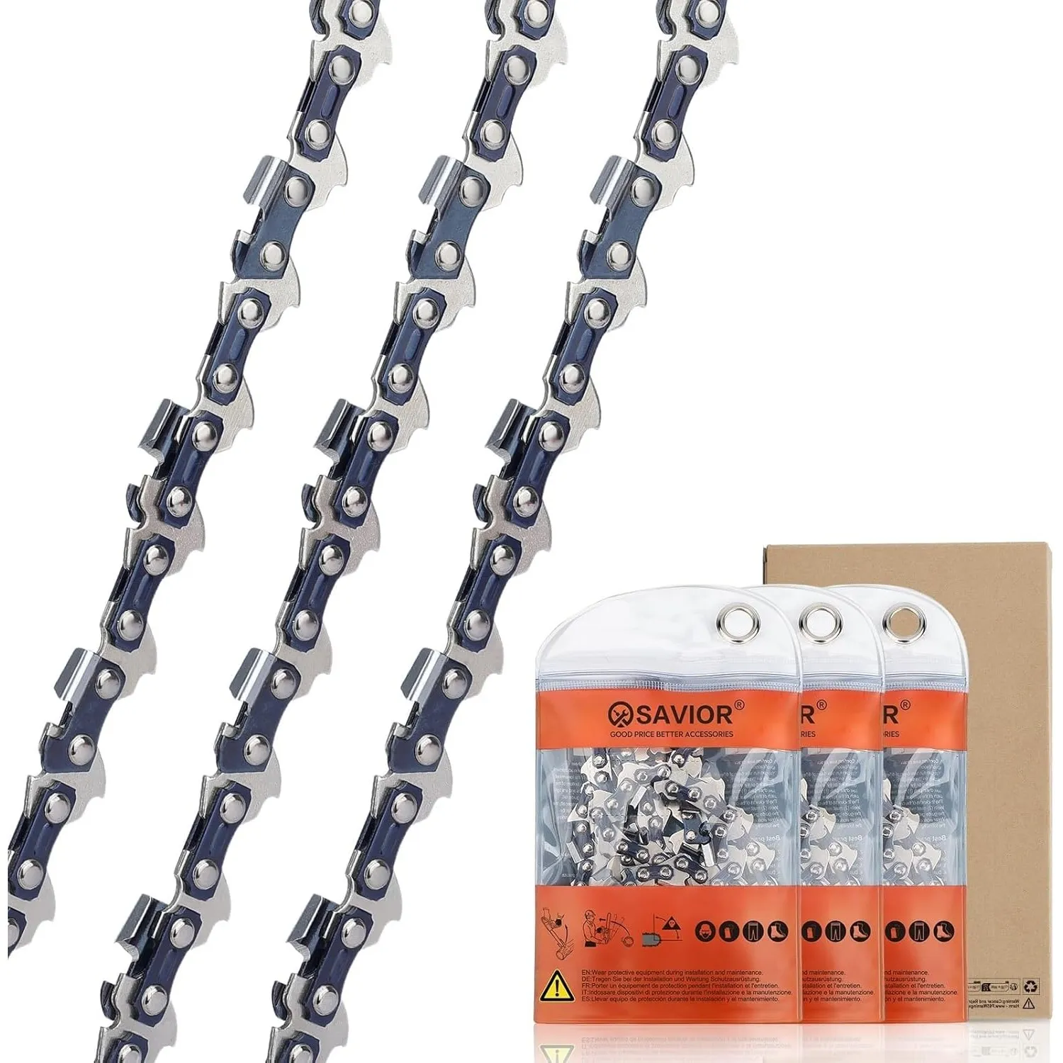 SAVIOR Sägeketten 3/8"LP 1,1 mm 40 TG für 25 cm Schiene, Rückschlagsarme Kette Kompatibel mit Einhell GE-LC 18/25 Li, M…