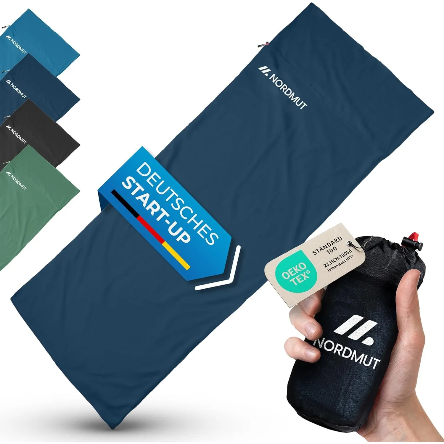 NORDMUT® Hüttenschlafsack Ultraleicht aus Mikrofaser oder Baumwolle - Reiseschlafsack atmungsaktiv kleines Packmaß & be…