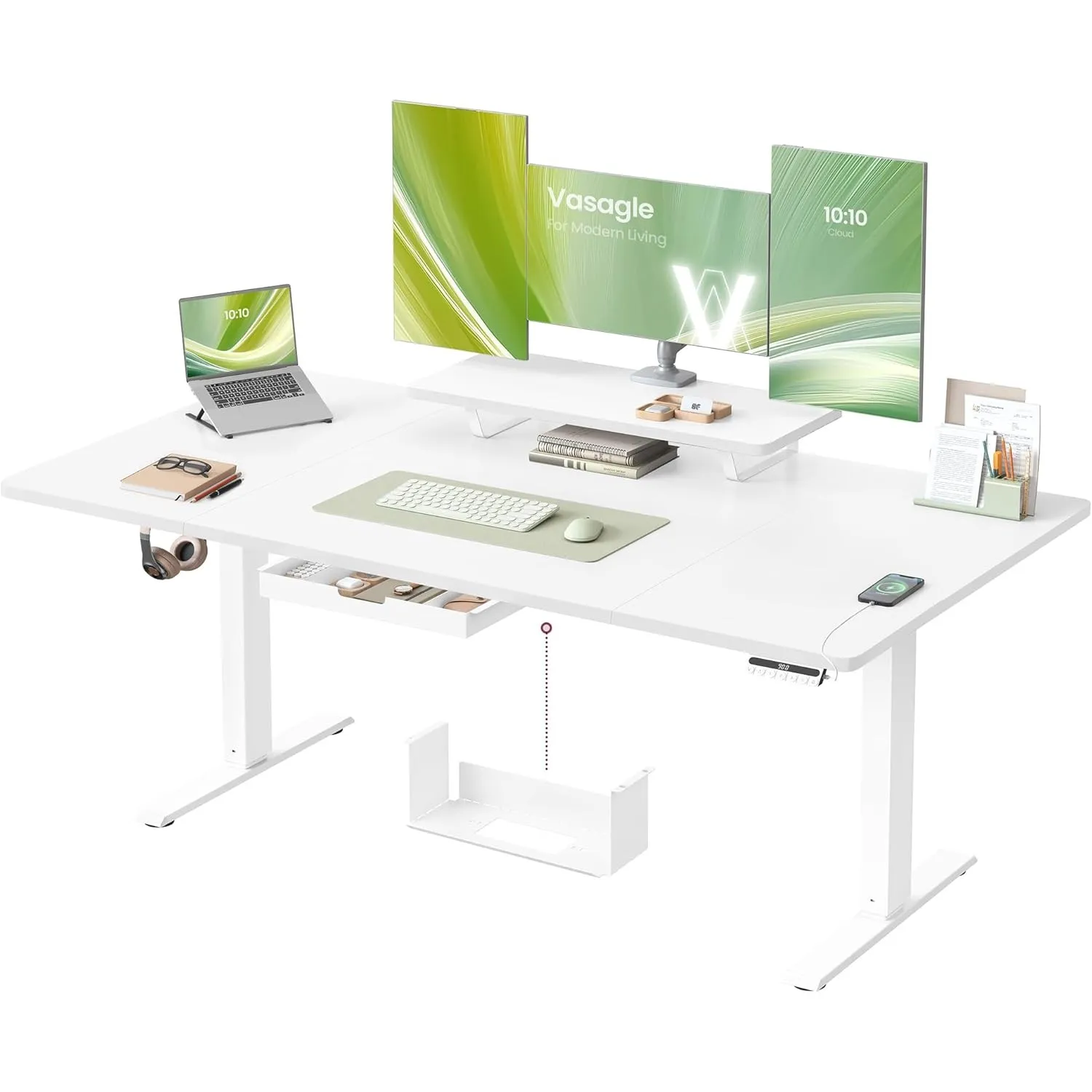 VASAGLE Höhenverstellbarer Schreibtisch, 160 x 80 cm, USB-C-Anschluss