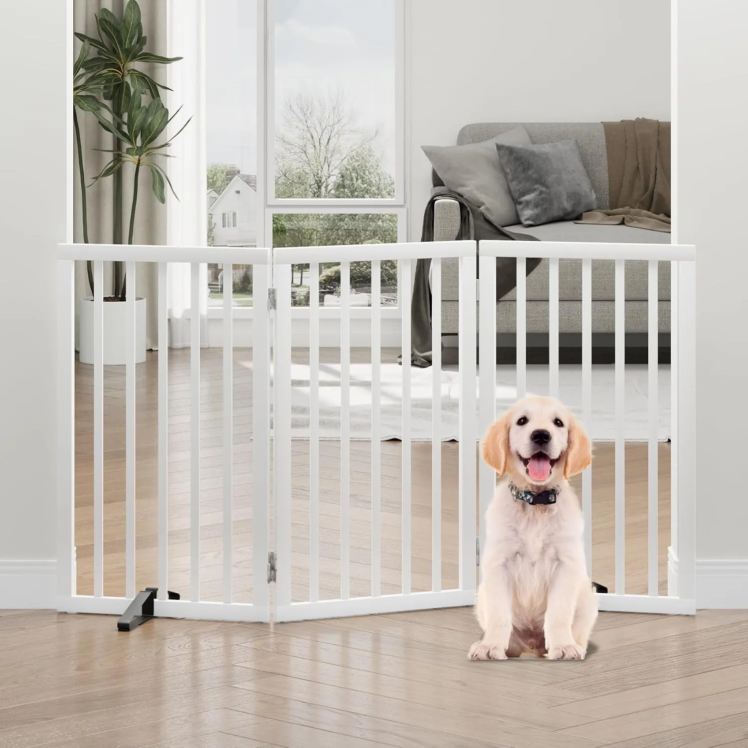 Hundegitter für Türen, Hohes Hundegitter für den Innenbereich, Faltbare Haustiergitter für Türen Schlafzimmer, Freisteh…