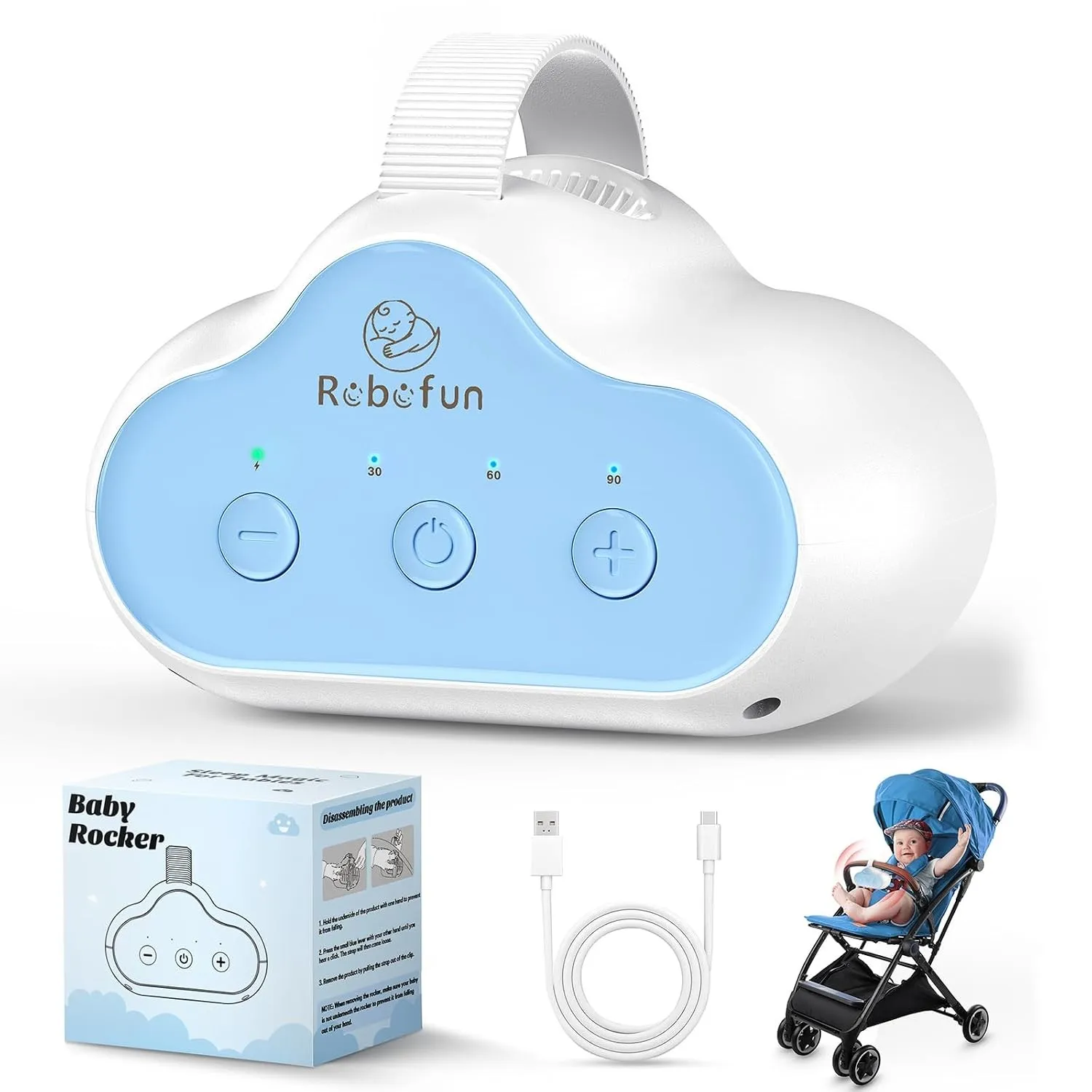 Robofun Kinderwagenschaukler, Kinderwagen rüttler, Baby Rocker- Blau