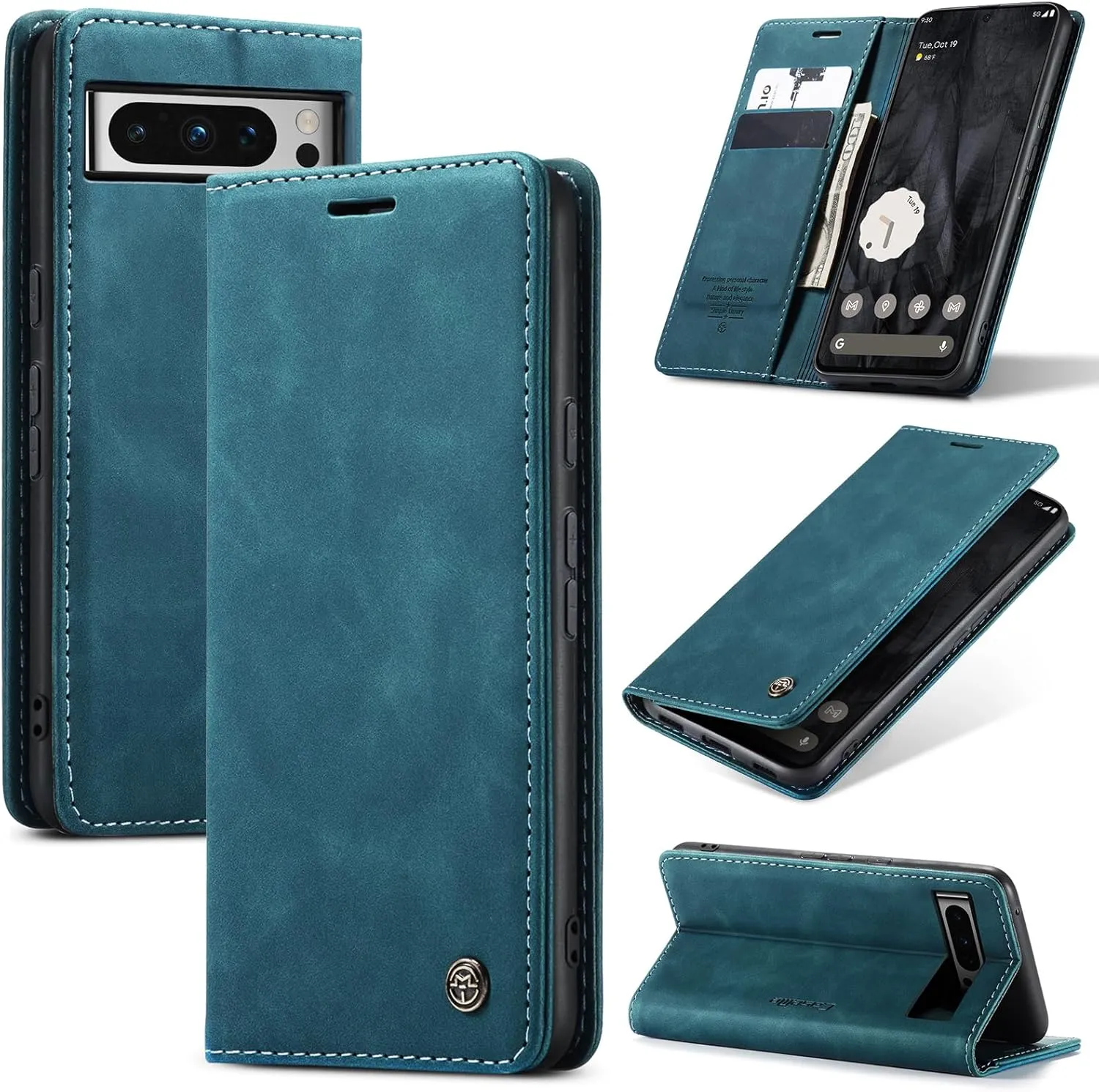 Handyhülle für Google Pixel 8 Pro 5G Hülle Premium Lederhülle Flip Case Magnet Tascher Kartenfach Standfunktion Klapphü…
