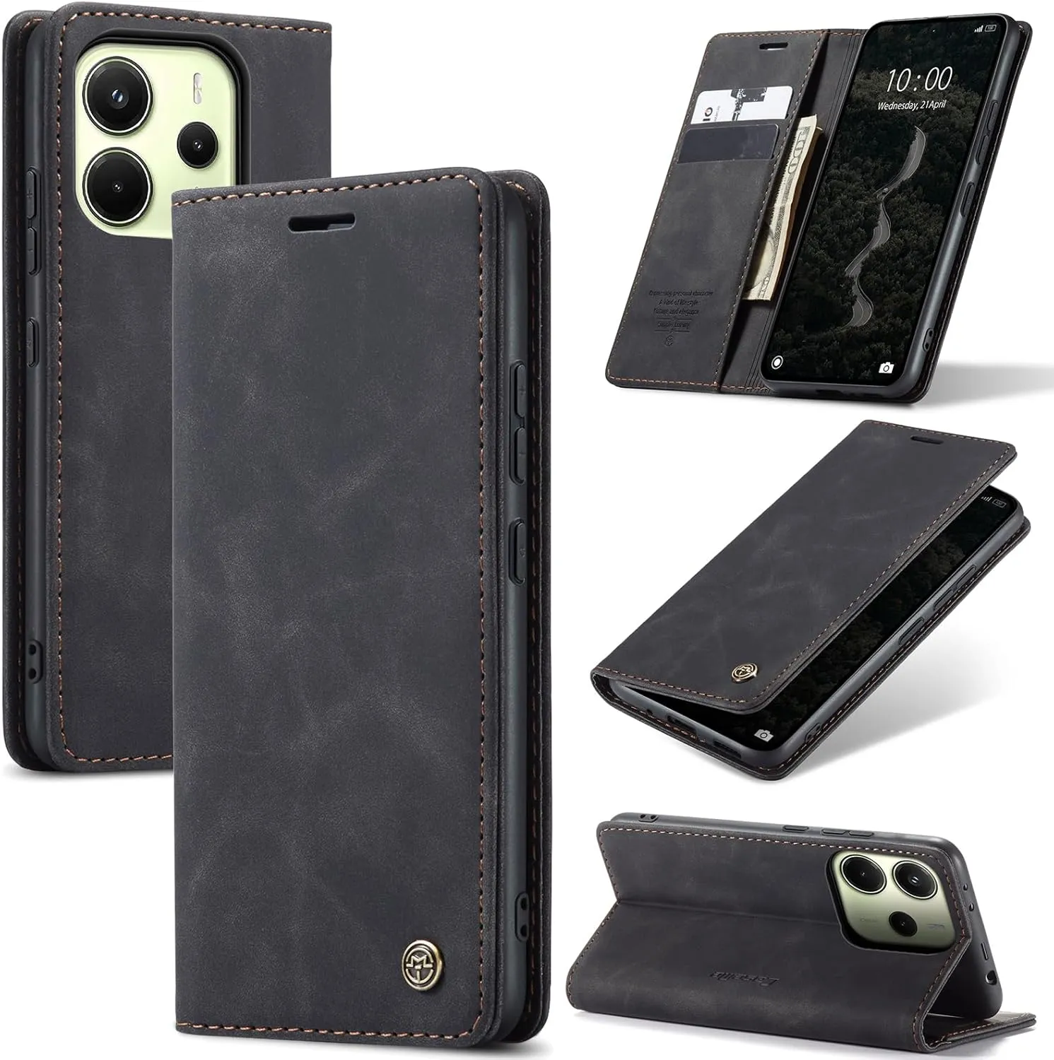 Handyhülle für Xiaomi Redmi Note 14 4G Hülle Premium Lederhülle Flip Case Magnet Tascher Kartenfach Standfunktion Klapp…
