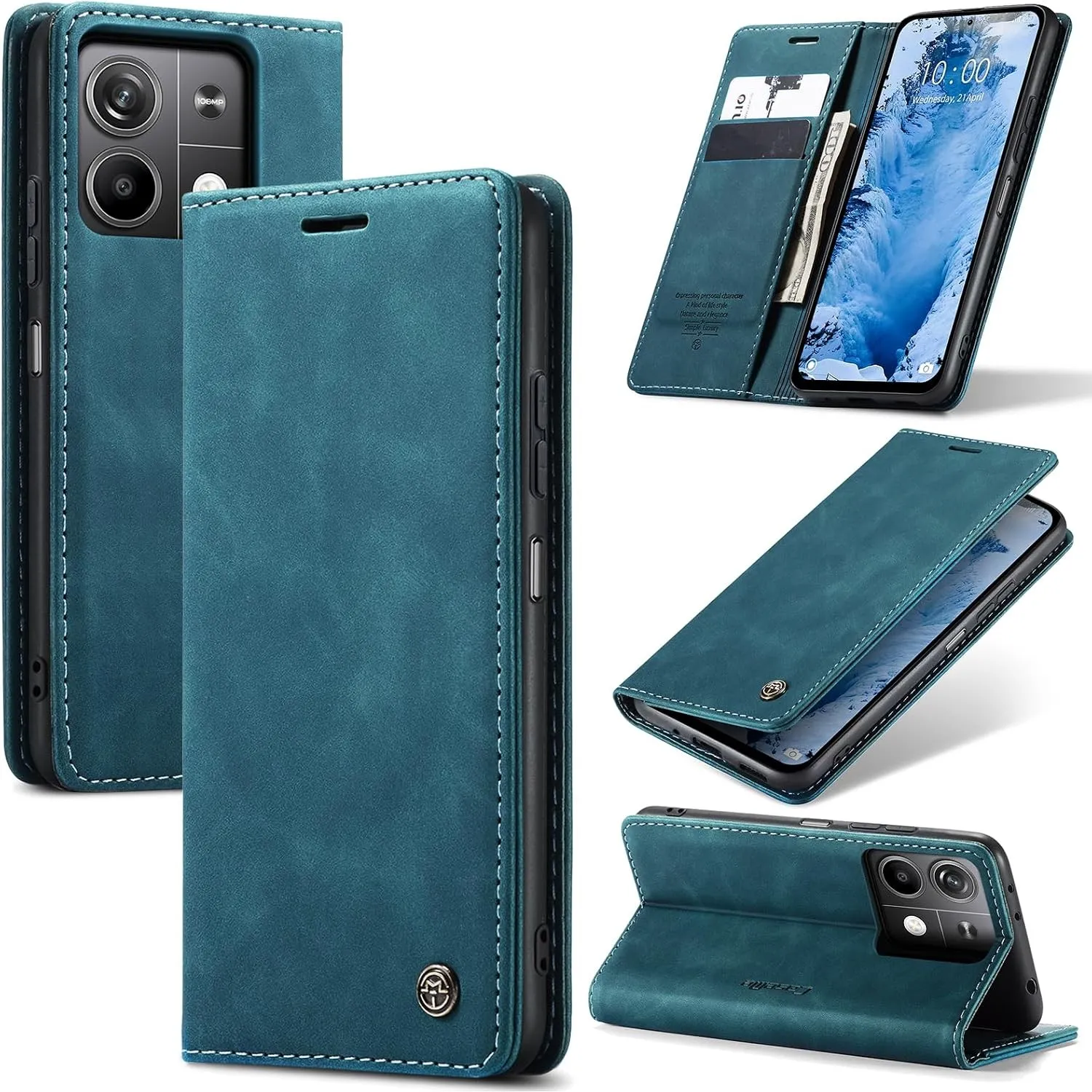Handyhülle für Xiaomi Redmi Note 13 5G Hülle Premium Lederhülle Flip Case Magnet Tascher Kartenfach Standfunktion Klapp…