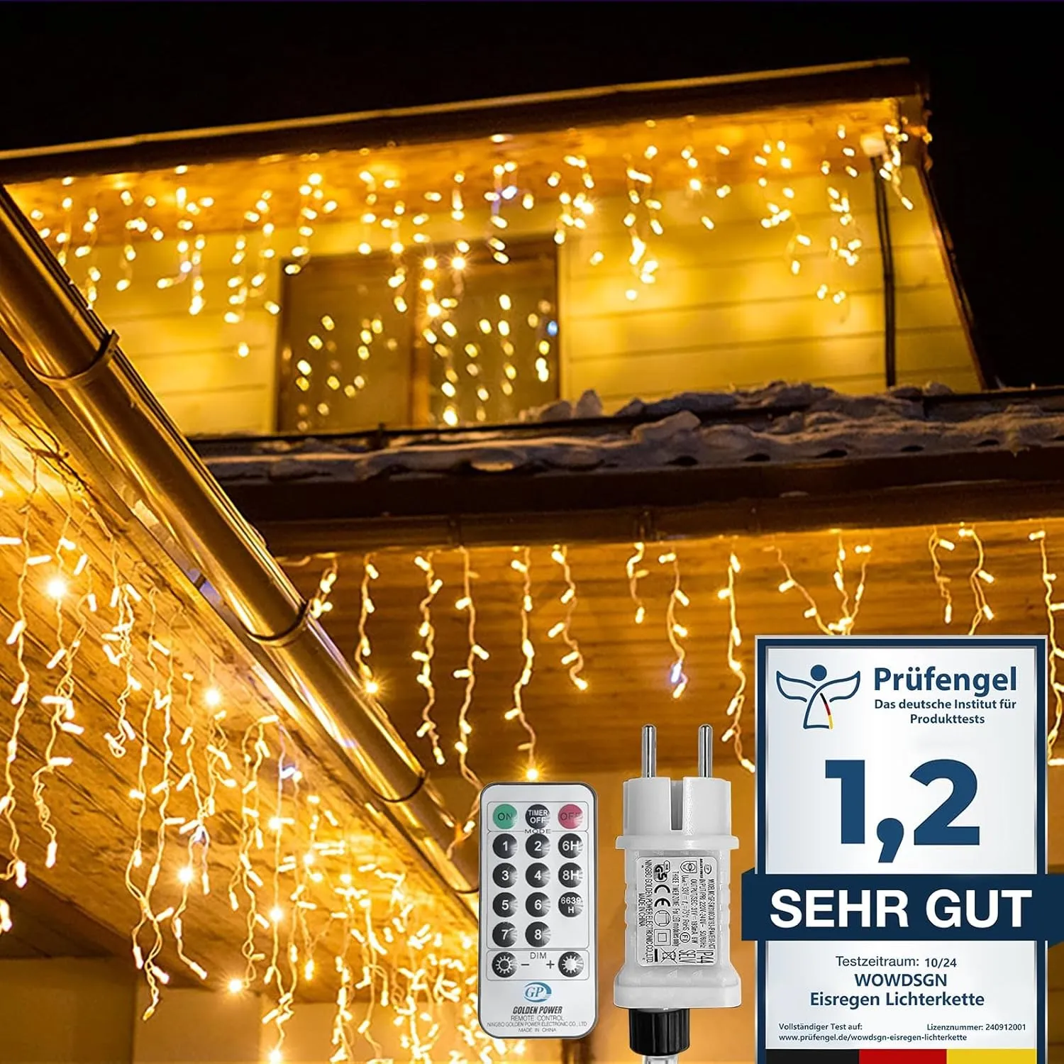 WOWDSGN LED Eisregen Lichterkette Außen, 30M 1320LED Eiszapfen Lichterkette mit Timer 8 Modi IP44 wasserdicht Strombetr…