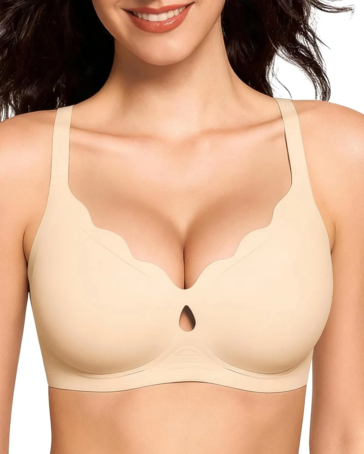 Vinfact Seamless Bra Women's Without Underwire Push Up Bra Women's Large Breasts Strong Hold V-Neck Non-Wired Seamless …