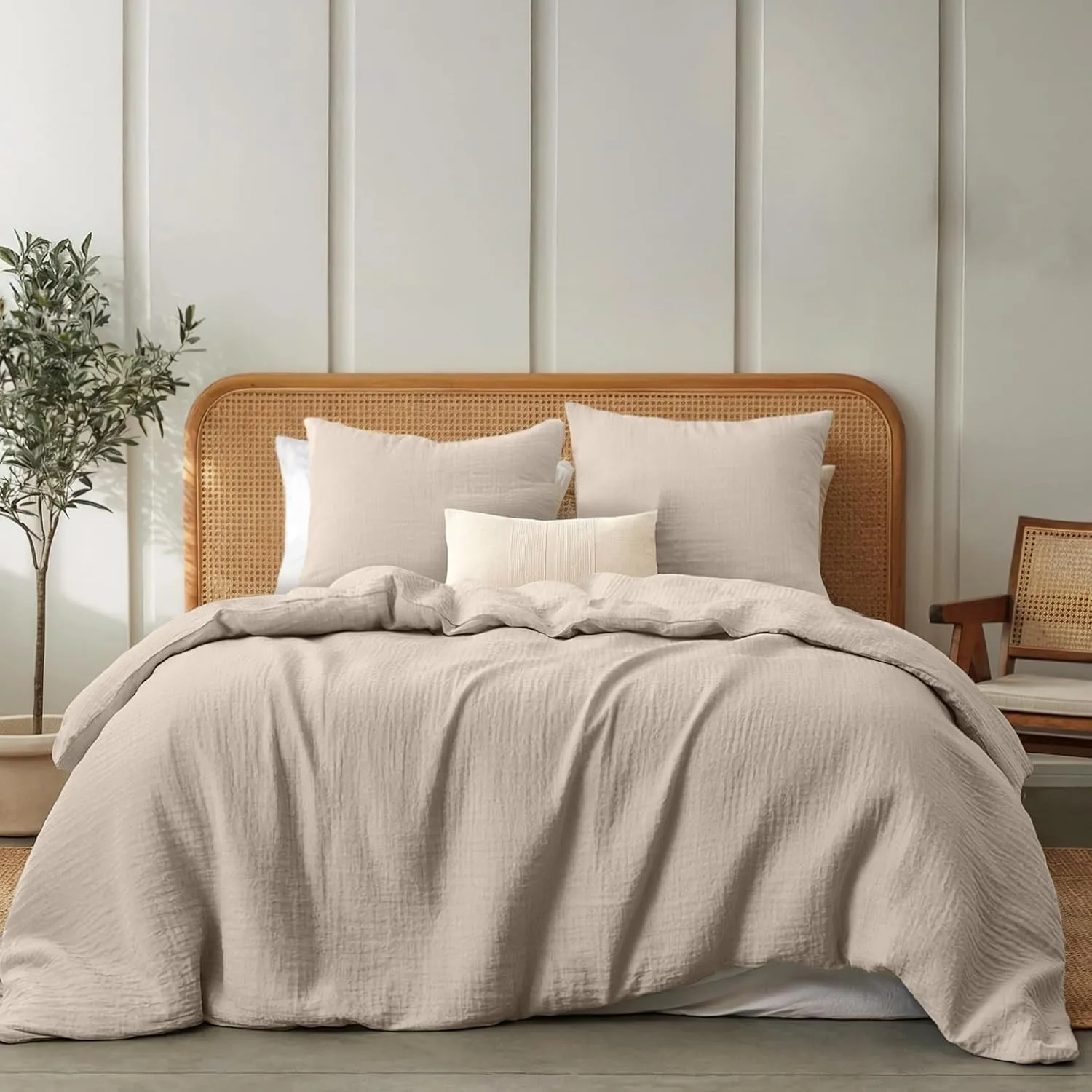 Dreamzie Musselin Bettwäsche 155x220 cm aus 100% Baumwolle – Bettwäsche Set mit 1 Bettbezug und 2 Kissenbezügen 80x80 c…