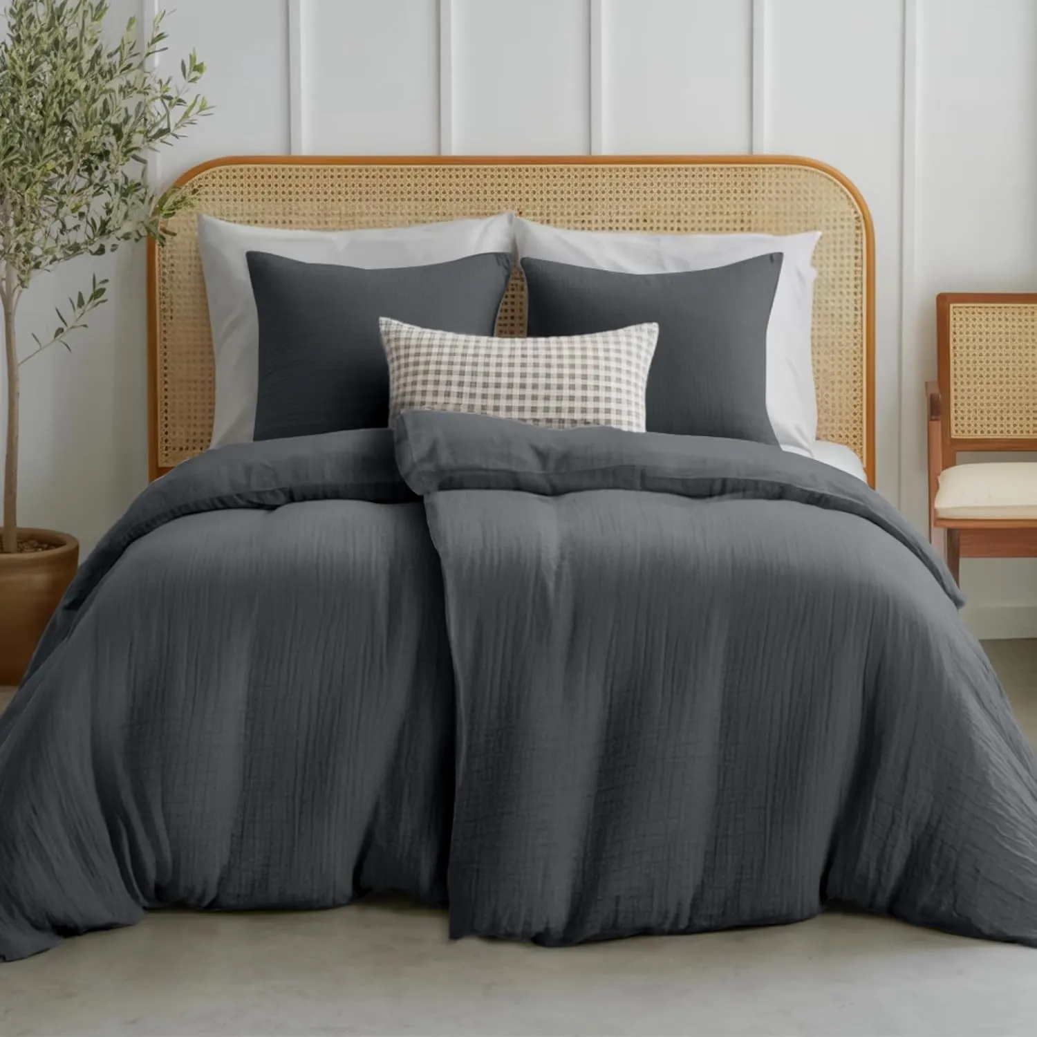 Dreamzie Musselin Bettwäsche 135x200 cm aus 100% Baumwolle – Bettwäsche Set mit 2 Bettbezüge und 2 Kissenbezüge 80x80 c…